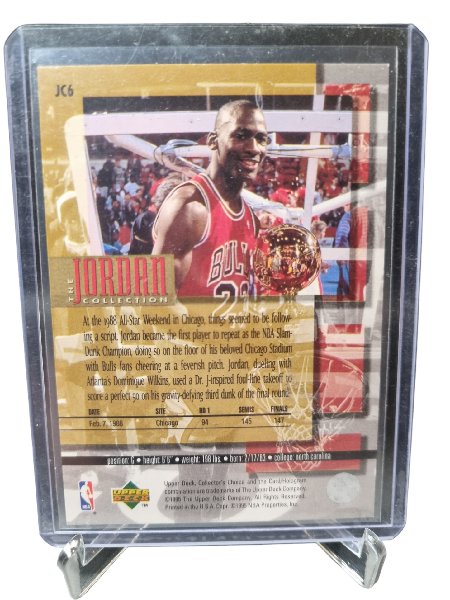 1996 Upper Deck #JC6 Michael Jordan 1988 Slam Dunk Champion