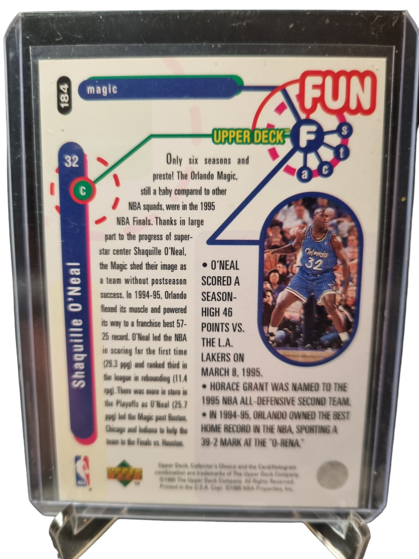 1995 Upper Deck #184 Shaquille O'Neal Fun Facts Players Club Edition