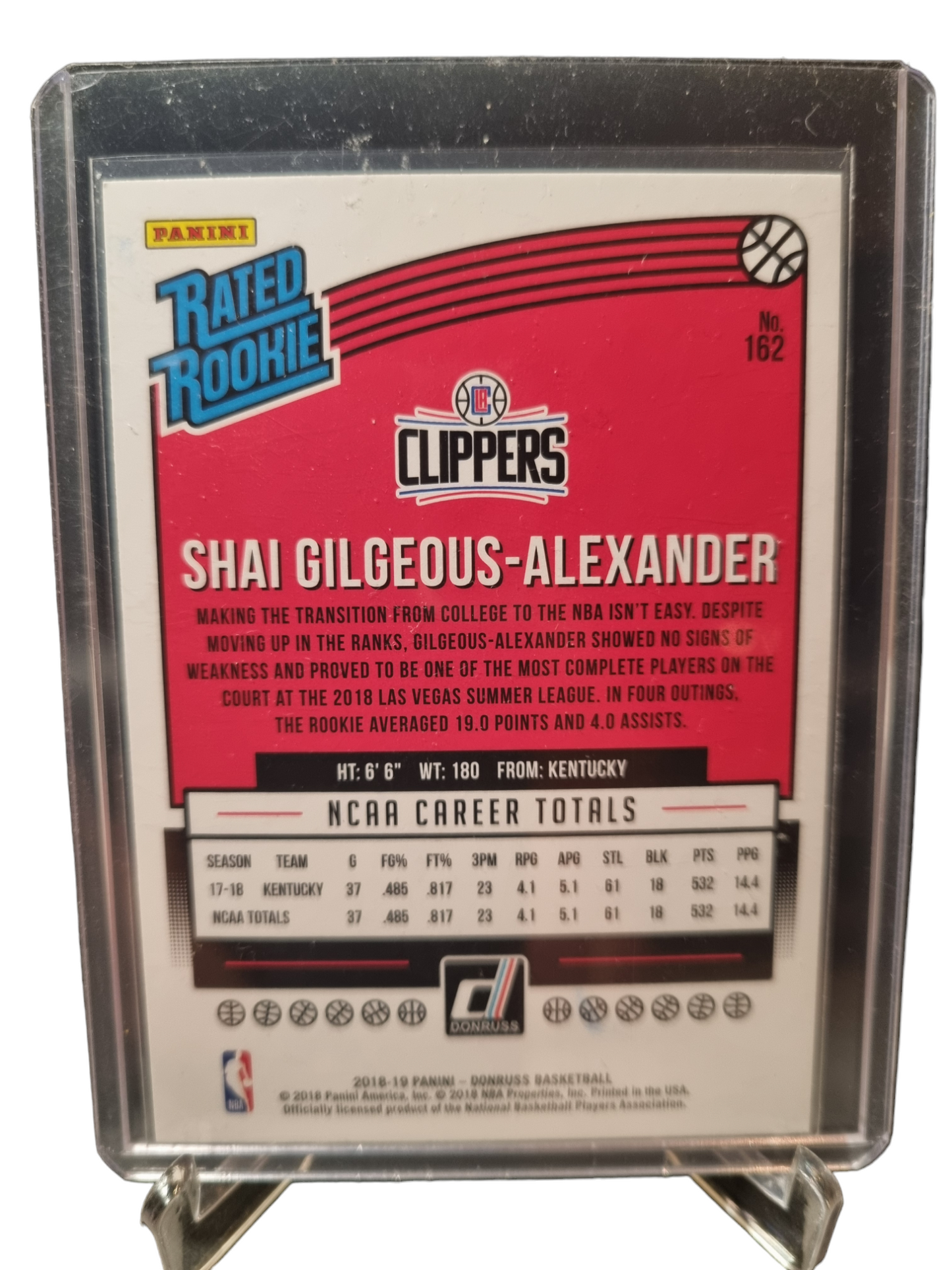 2018-19 Panini Donruss #162 Shai Gilgeous-Alexander Rookie Card Rated Rookie