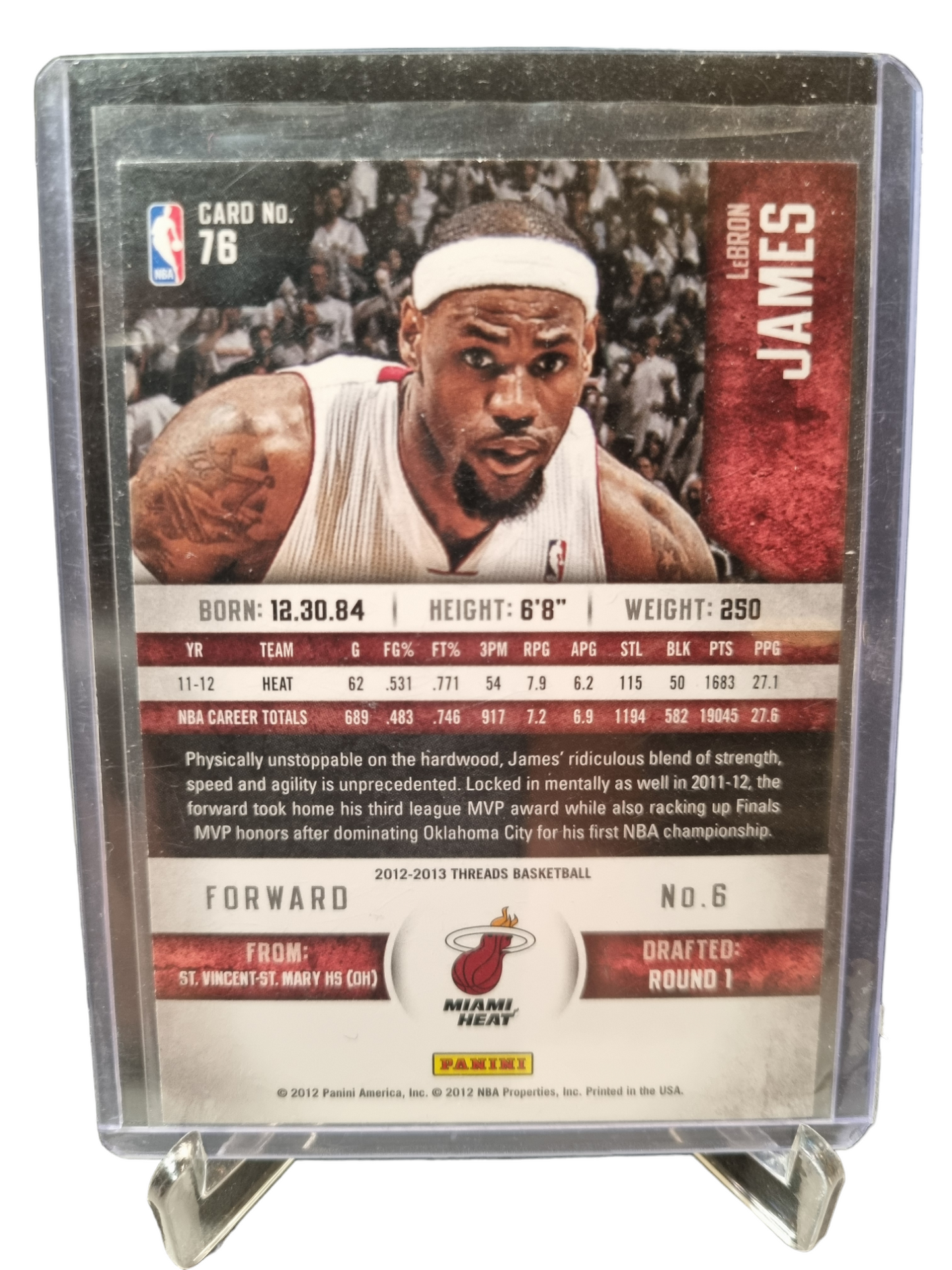 2012-13 Panini Threads #76 Lebron James Threads Second Year Card