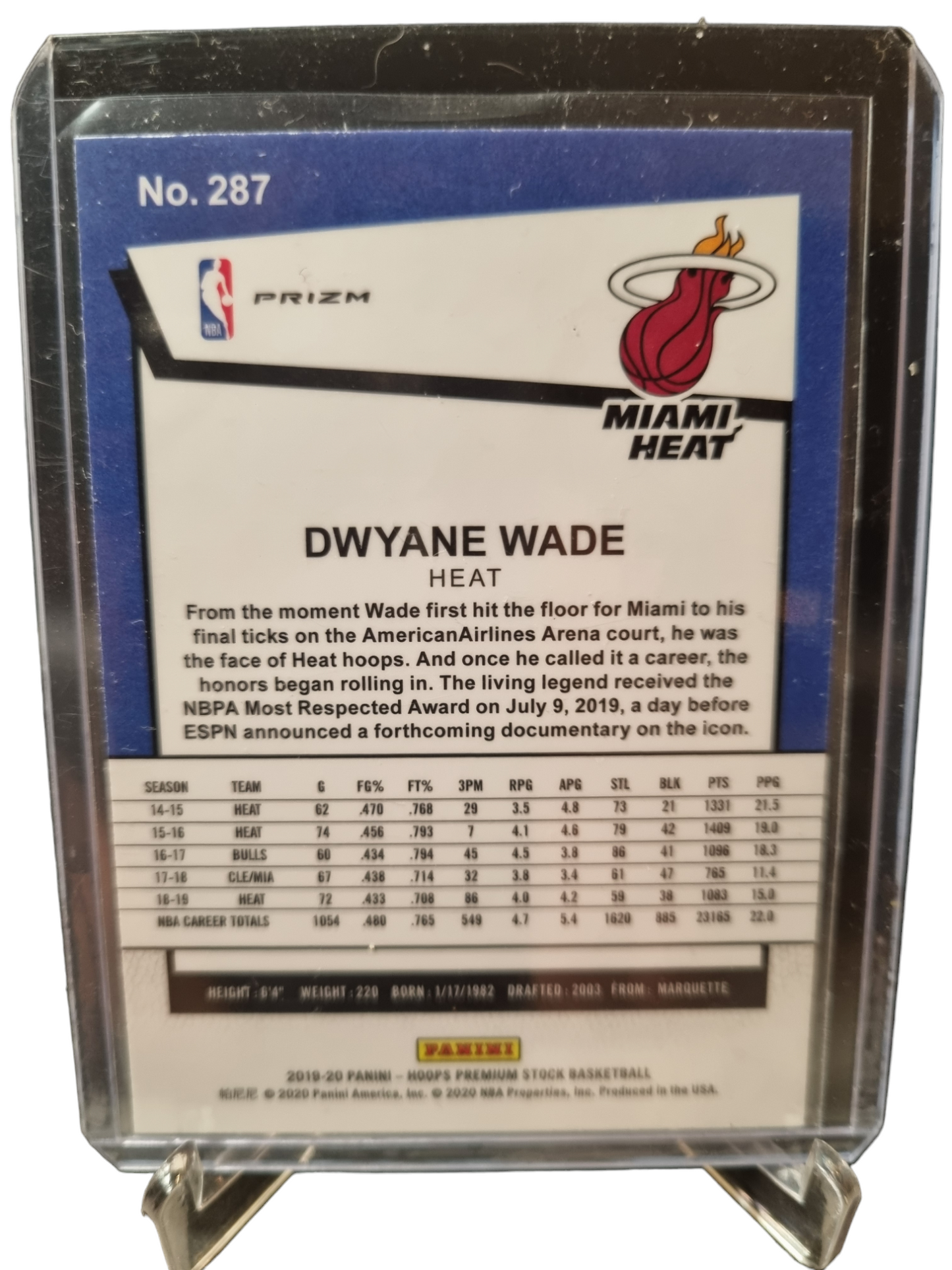 2019-20 Panini Hoops Premium Stock #287 Dwyane Wade Fast Break Disco Prizm