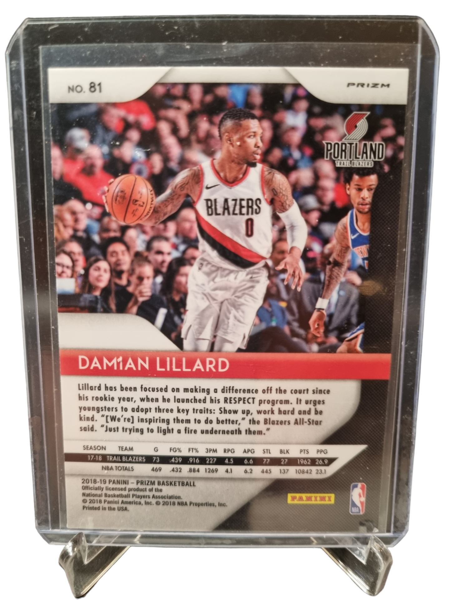 2018-19 Panini Prizm #81 Damian Lillard Silver Hyper Prizm