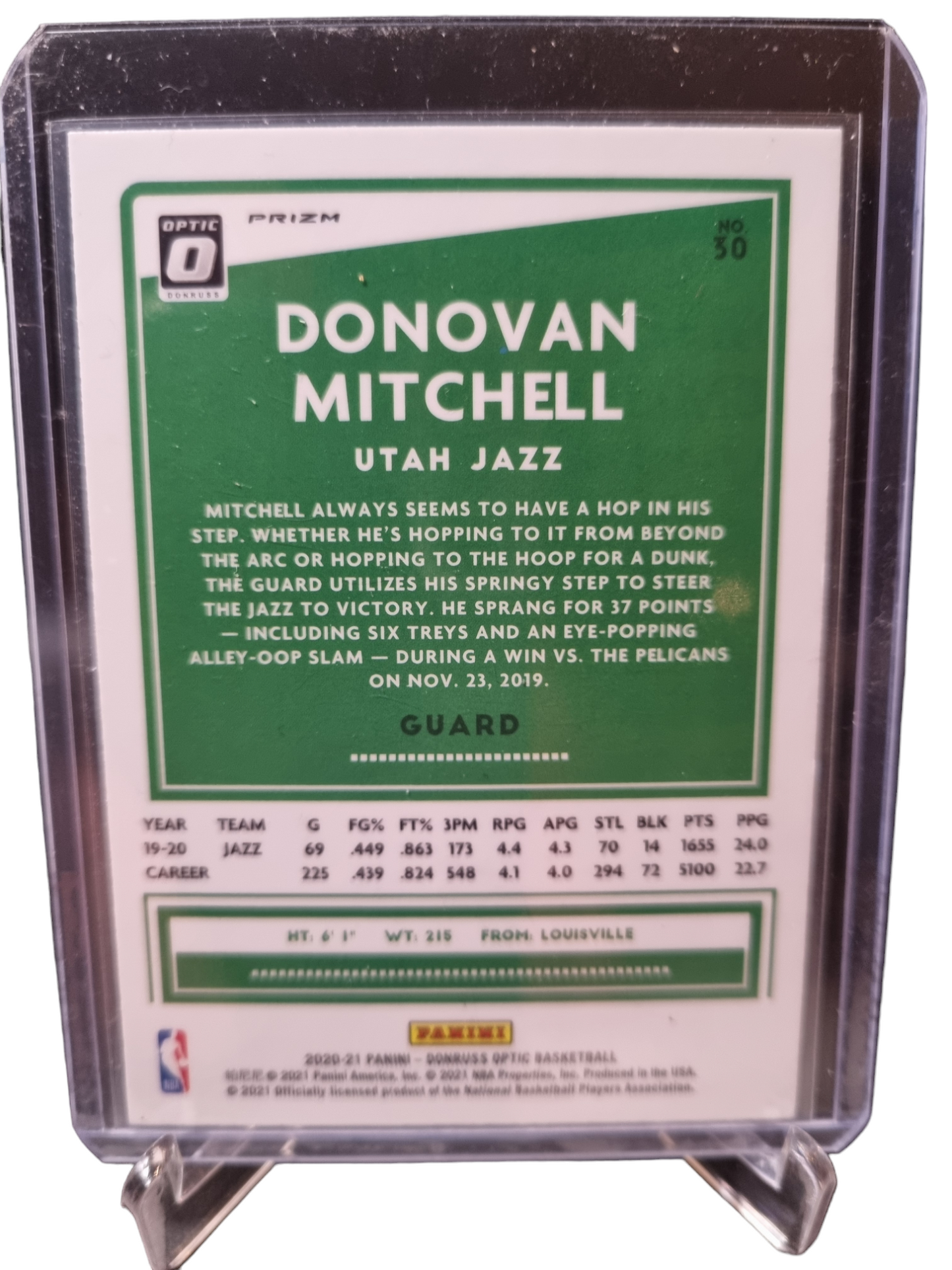 2020-21 Panini Donruss Optic #30 Donovan Mitchell City Purple Prizm