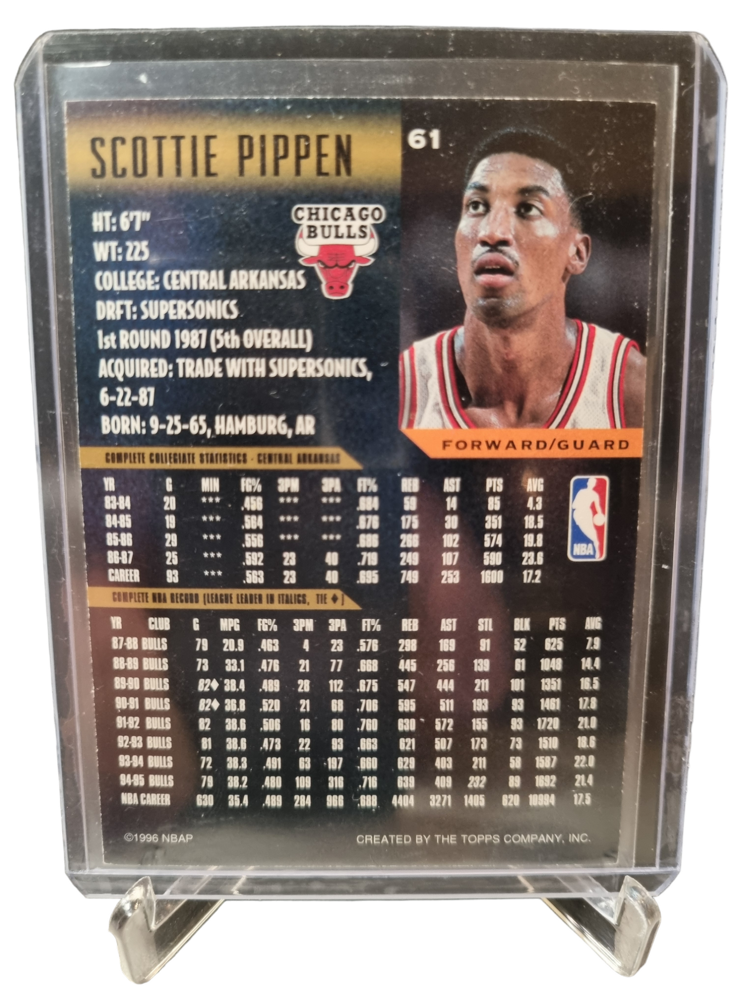 1996 Topps Gallery #61 Scottie Pippen The Classics