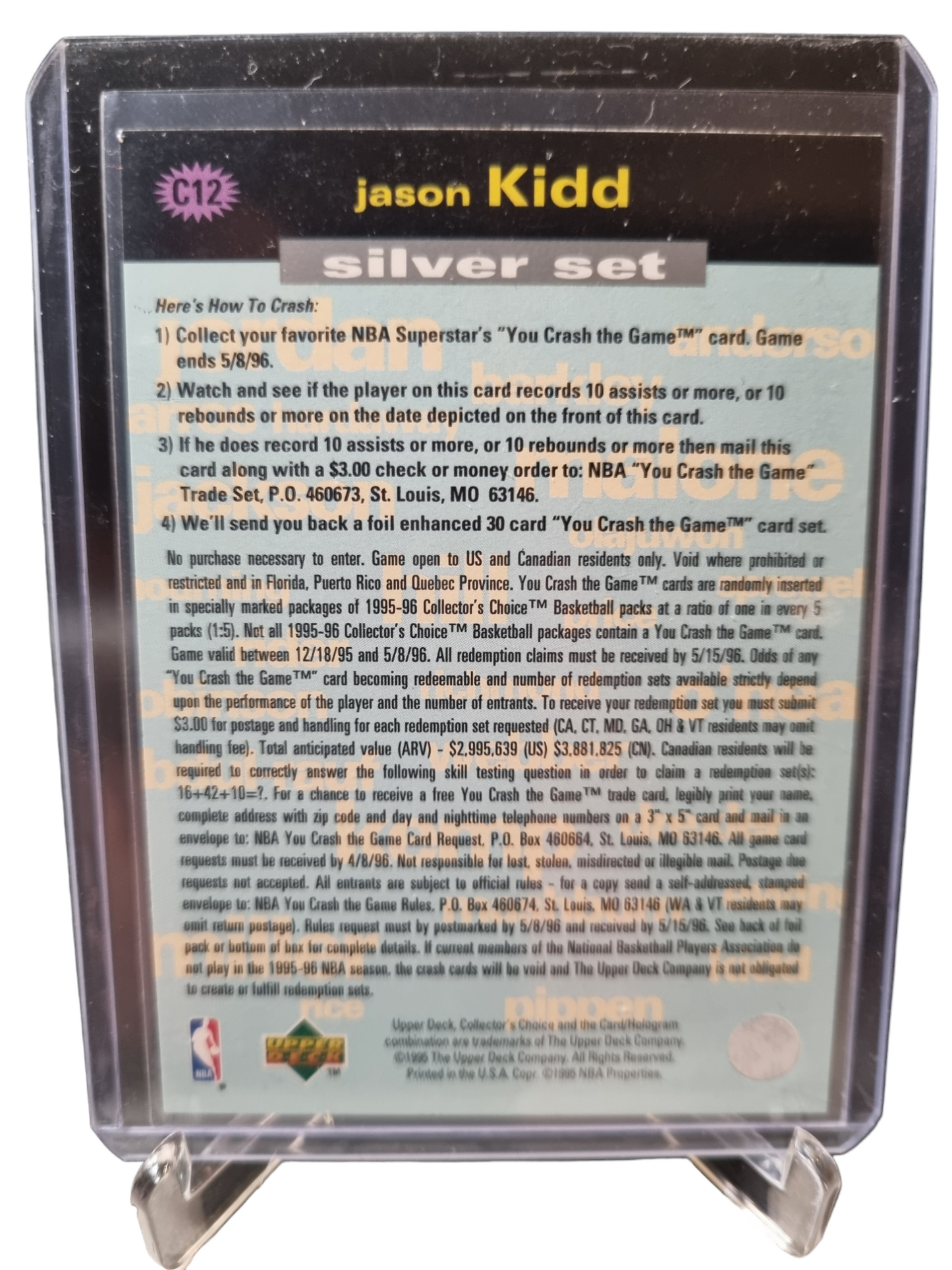 1995 Upper Deck #C12 Jason Kidd You Crash The Game Silver