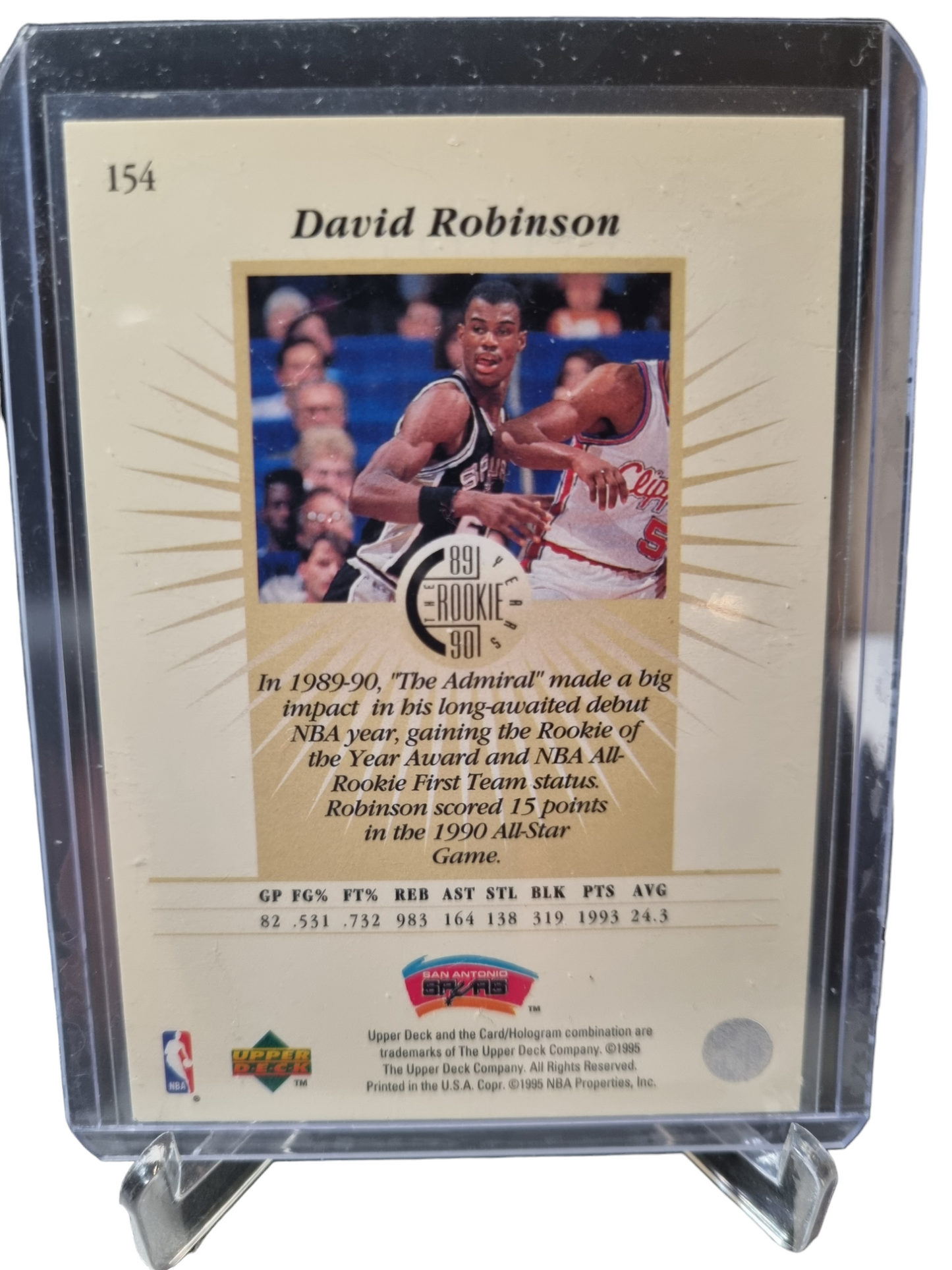 1995 Upper Deck #154 David Robinson 1989/90 Rookie Years Electric Court