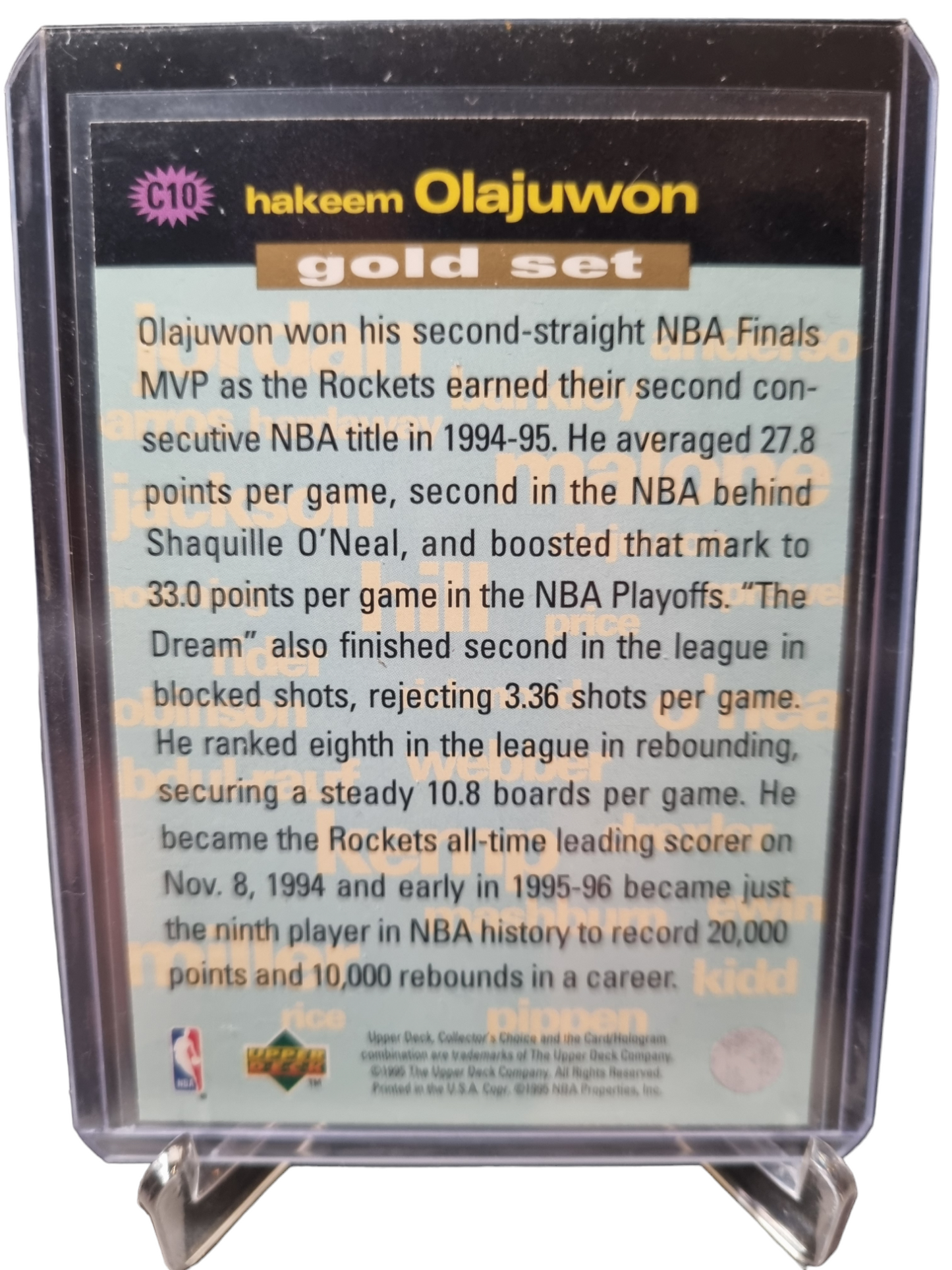 1995 Upper Deck #C10 Hakeem Olajuwon Crash The Game Gold