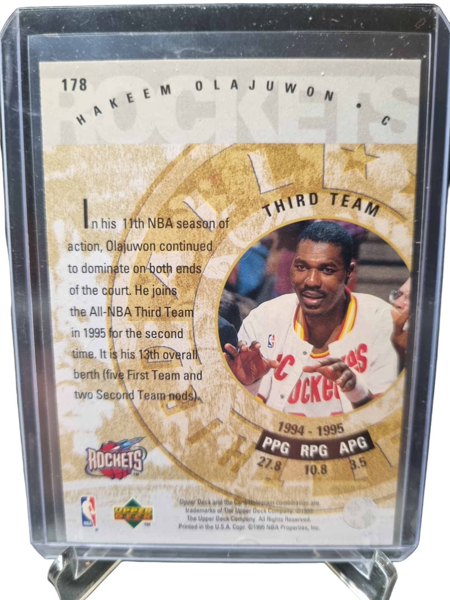 1995 Upper Deck #178 Hakeem Olajuwon All NBA Third Team Electric Court