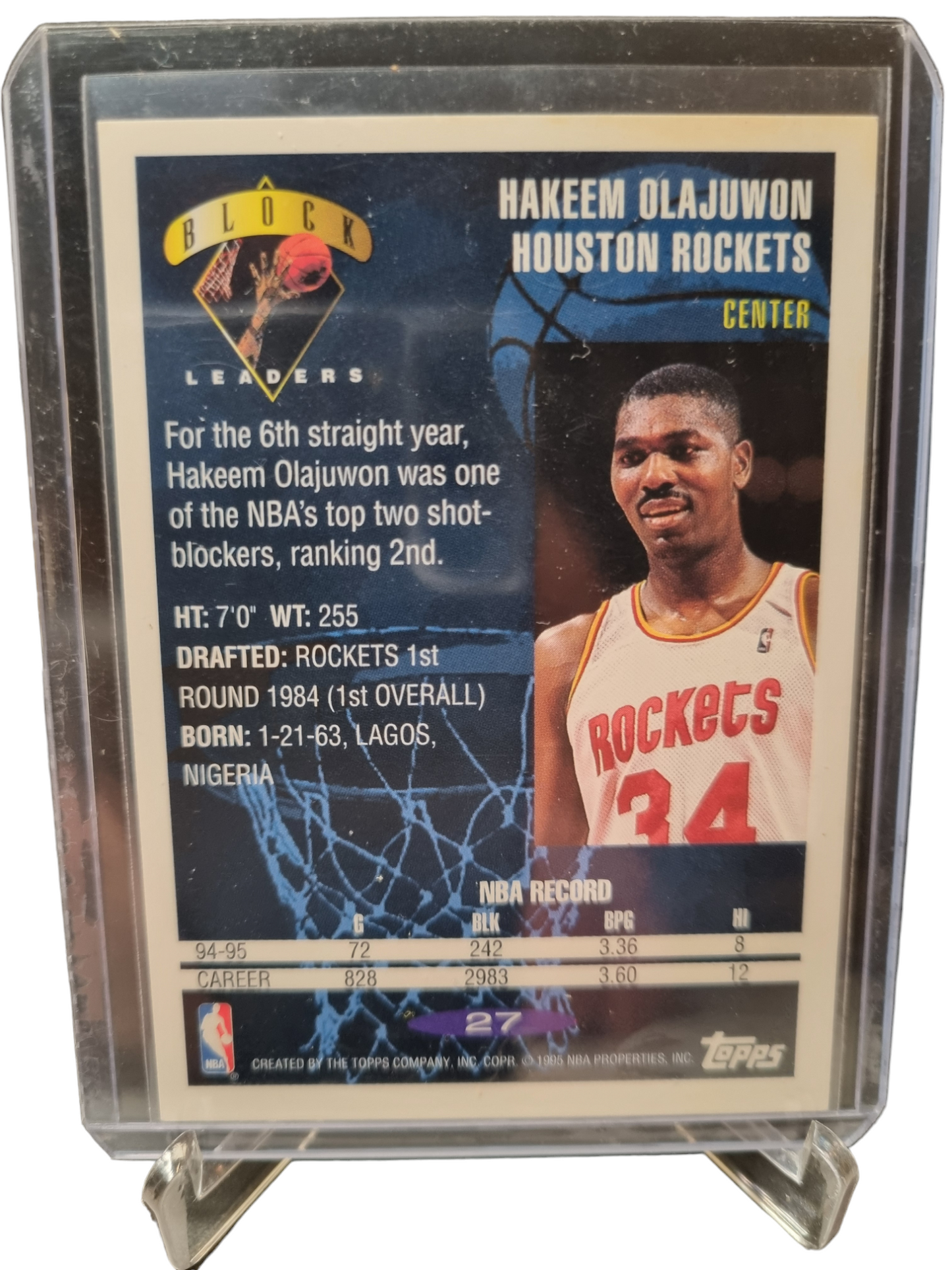 1995 Topps #27 Hakeem Olajuwon Block Leaders