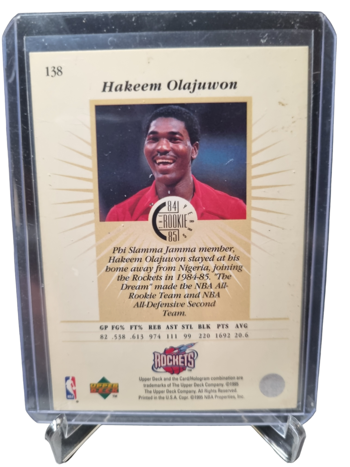 1995 Upper Deck #138 Hakeem Olajuwon 1984/85 The Rookie Years