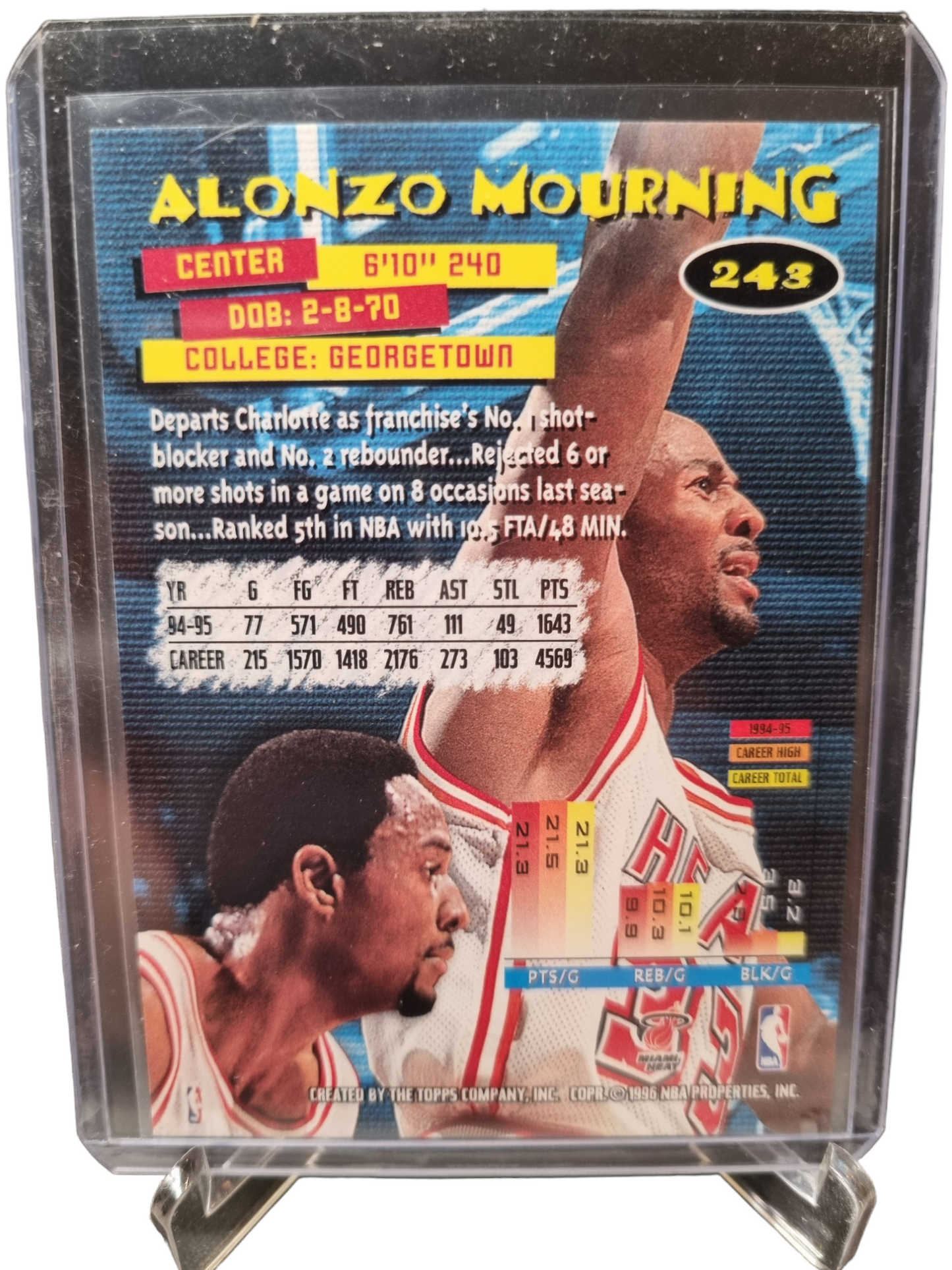 1996 Topps Stadium Club #243 Alonzo Mourning Gold Medal Edition