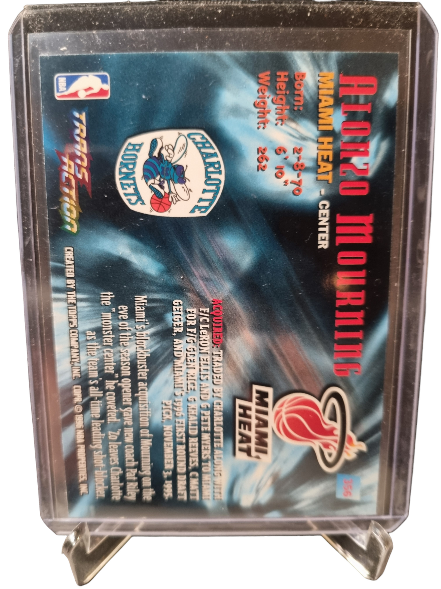 1996 Topps Stadium Club #356 Alonzo Mourning Trans Action