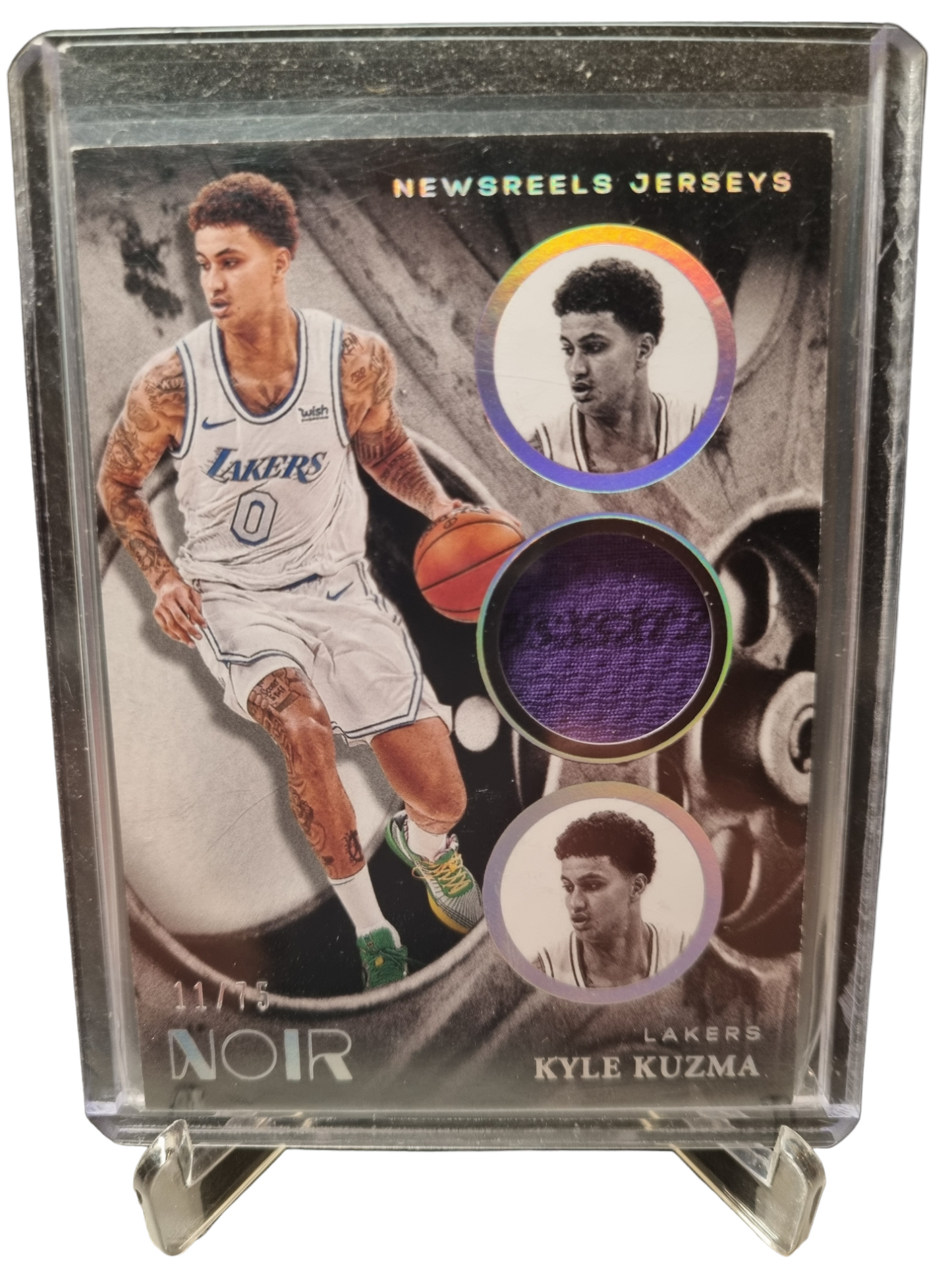 2020-21 Panini Noir #NRJ-KKU Kyle Kuzma Newsreels Jersey Game Worn Patch 11/75