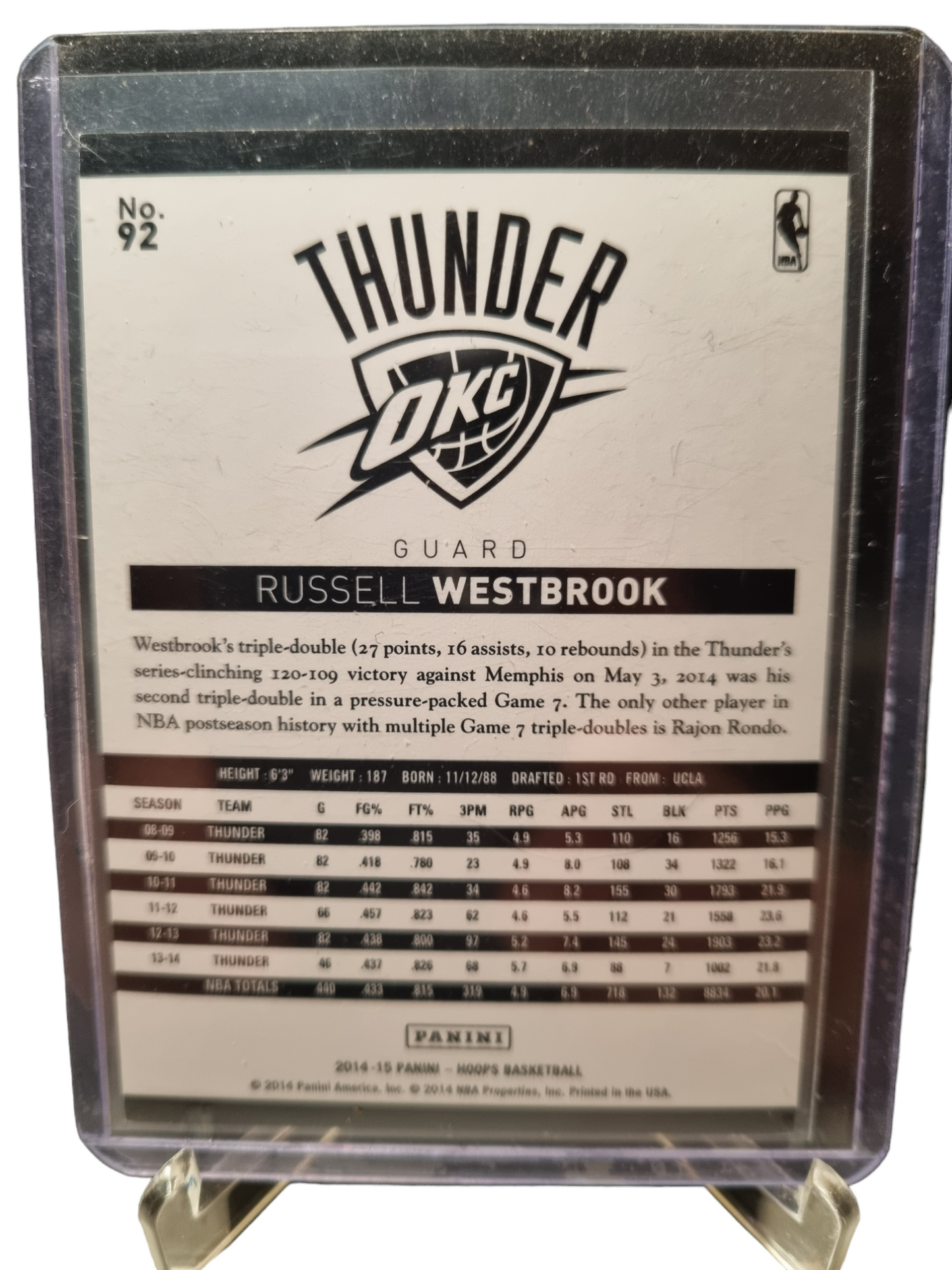 2014-15 Panini Hoop #92 Russell Westbrook Holo 181/399