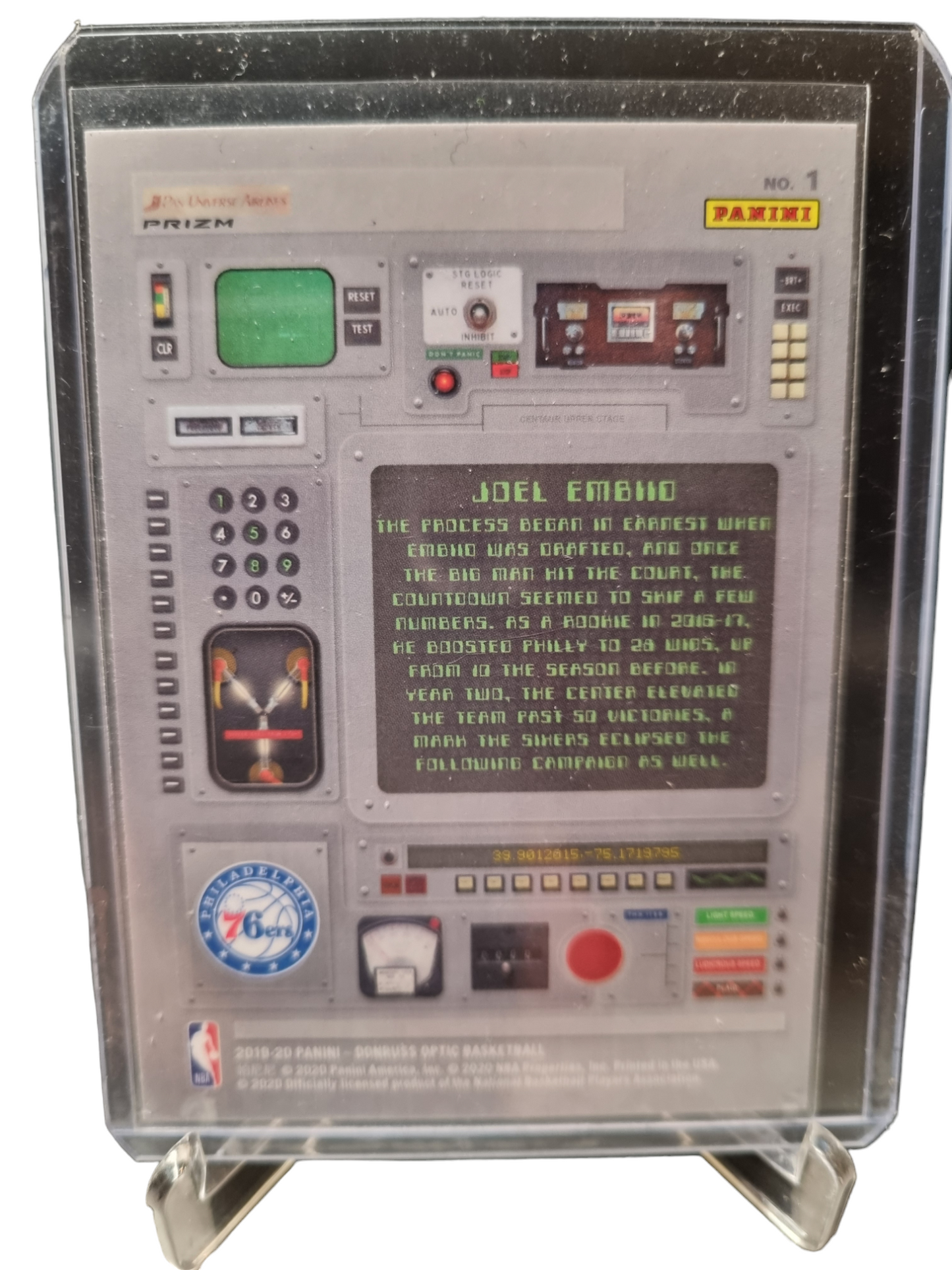 2019-20 Panini Donruss Optic #1 Joel Embiid T-Minus 3 2 1 Silver Prizm