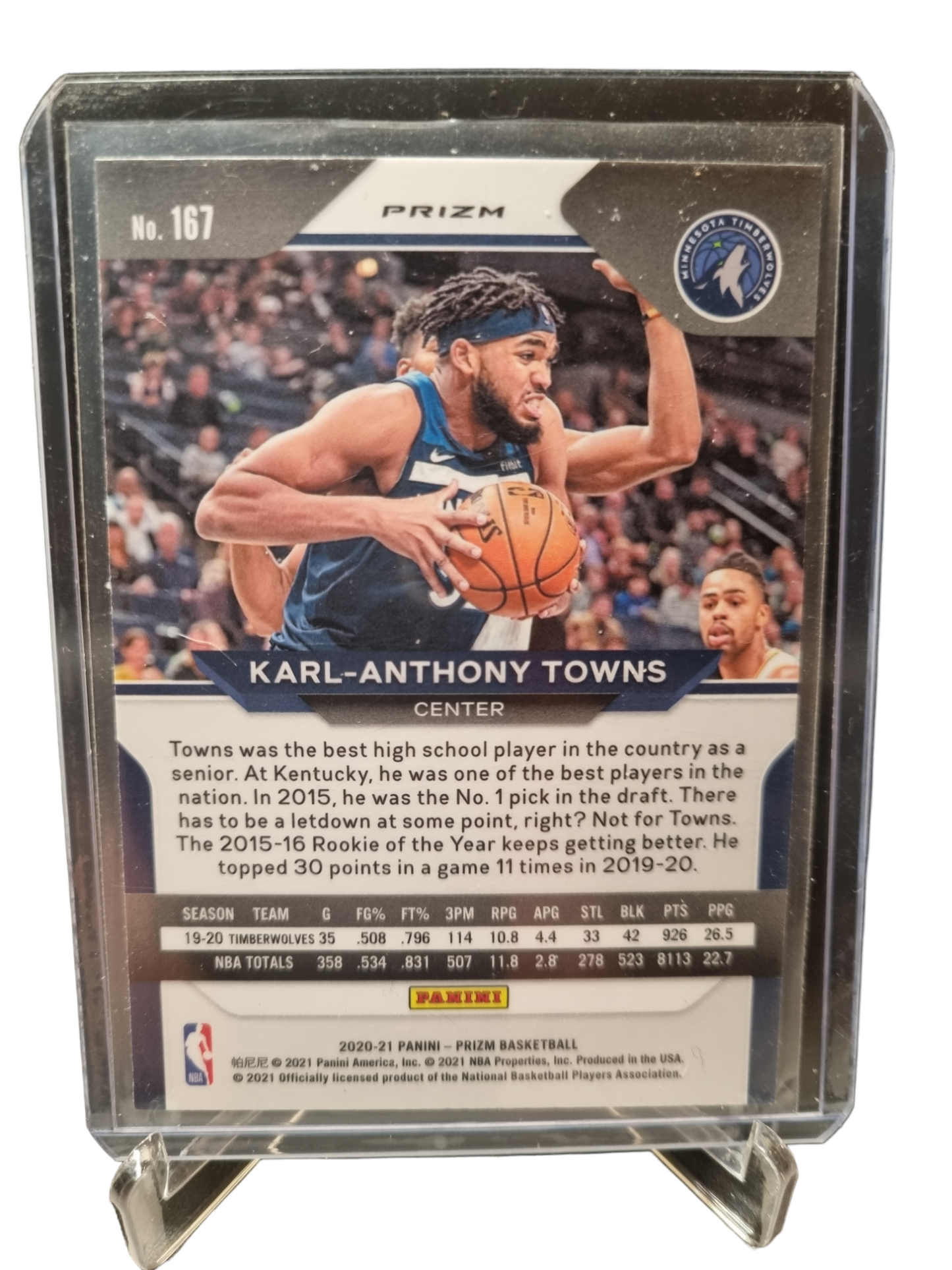 2020-21 Panini Prizm #167 Karl-Anthony Towns Tri Color Prizm