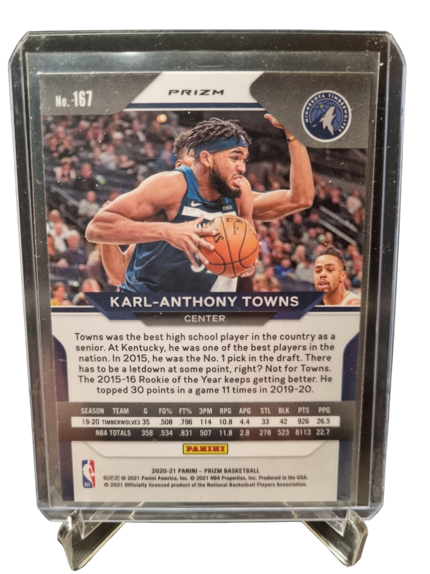 2020-21 Panini Prizm #167 Karl-Anthony Towns Green Prizm