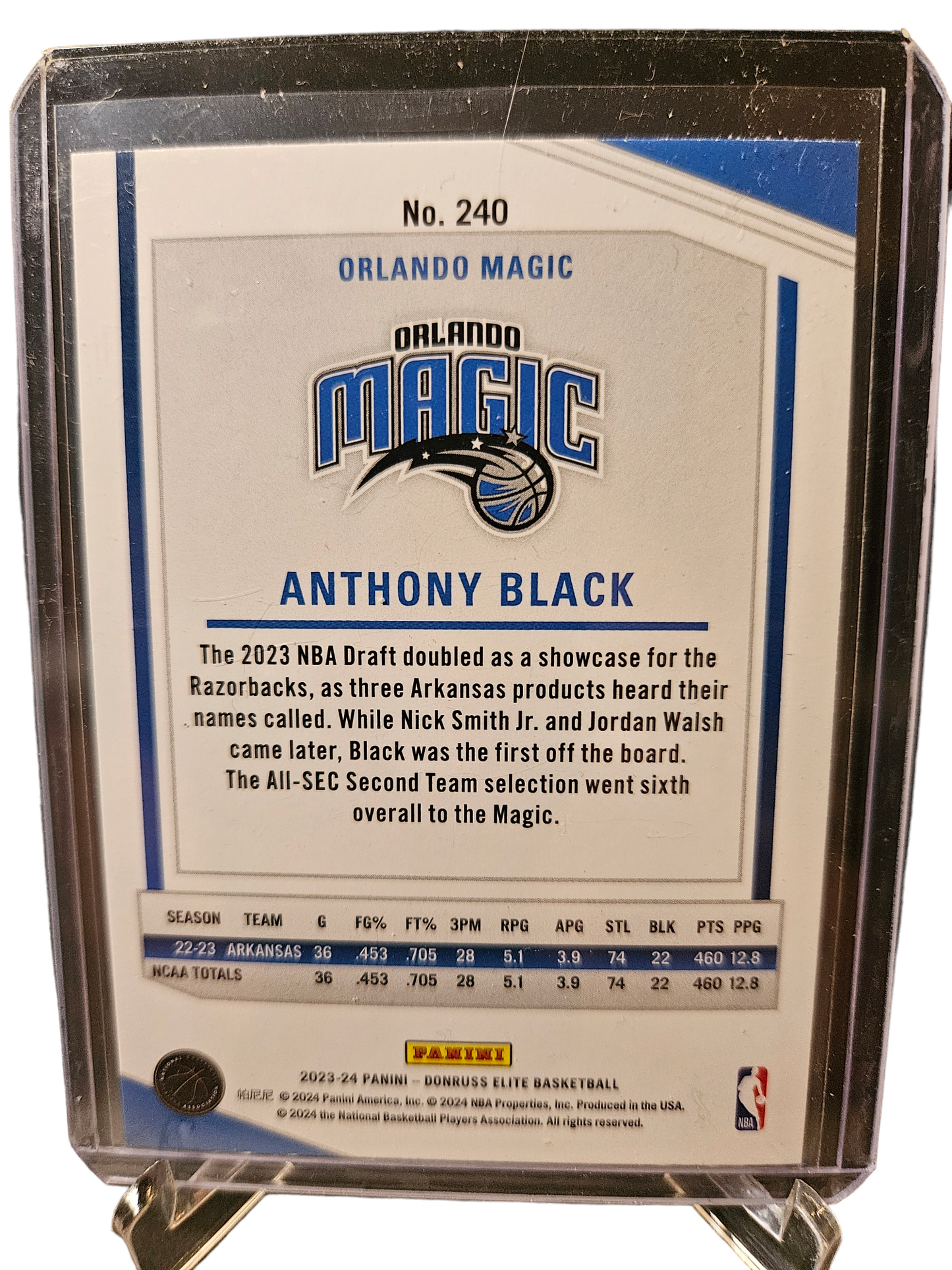 2023-24 Panini Donruss Elite #240 Anthony Black Rookie Card SP