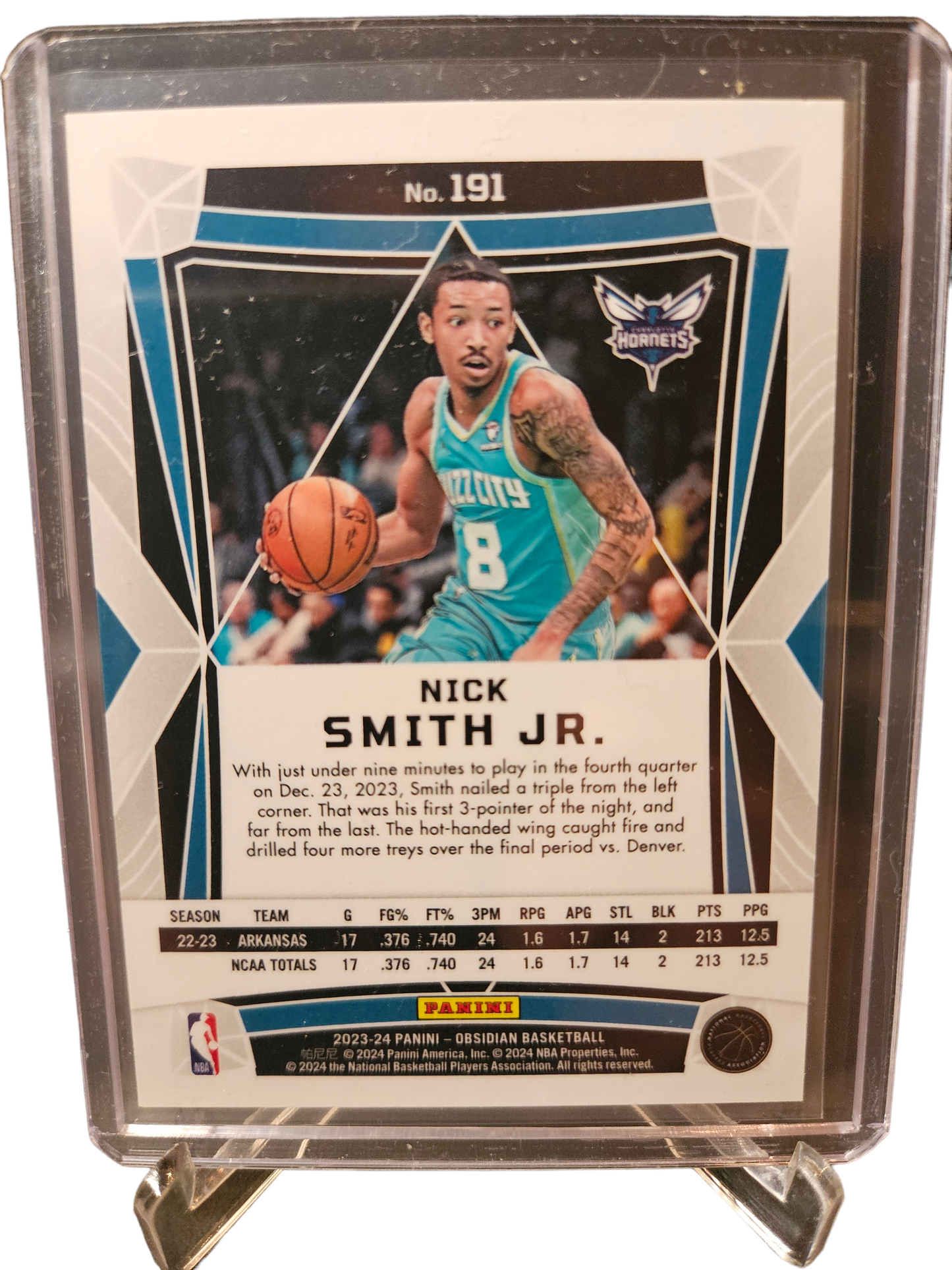 2023-24 Panini Obsidian #191 Nick Smith JR Rookie Card SP