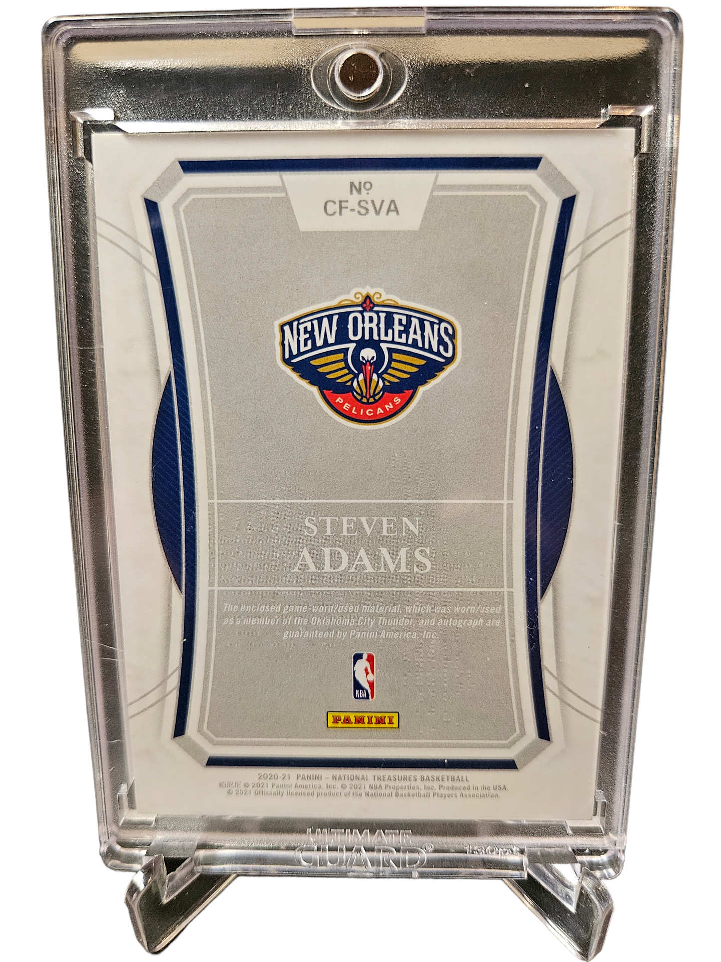 2020-21 Panini National Treasures #CF-SVA Steven Adams Clutch Factor Game Worn Patch On Card Autograph 97/99