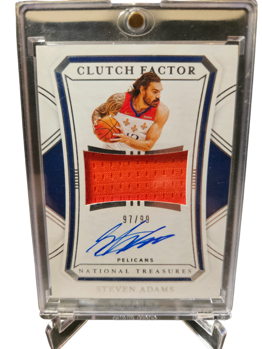 2020-21 Panini National Treasures #CF-SVA Steven Adams Clutch Factor Game Worn Patch On Card Autograph 97/99