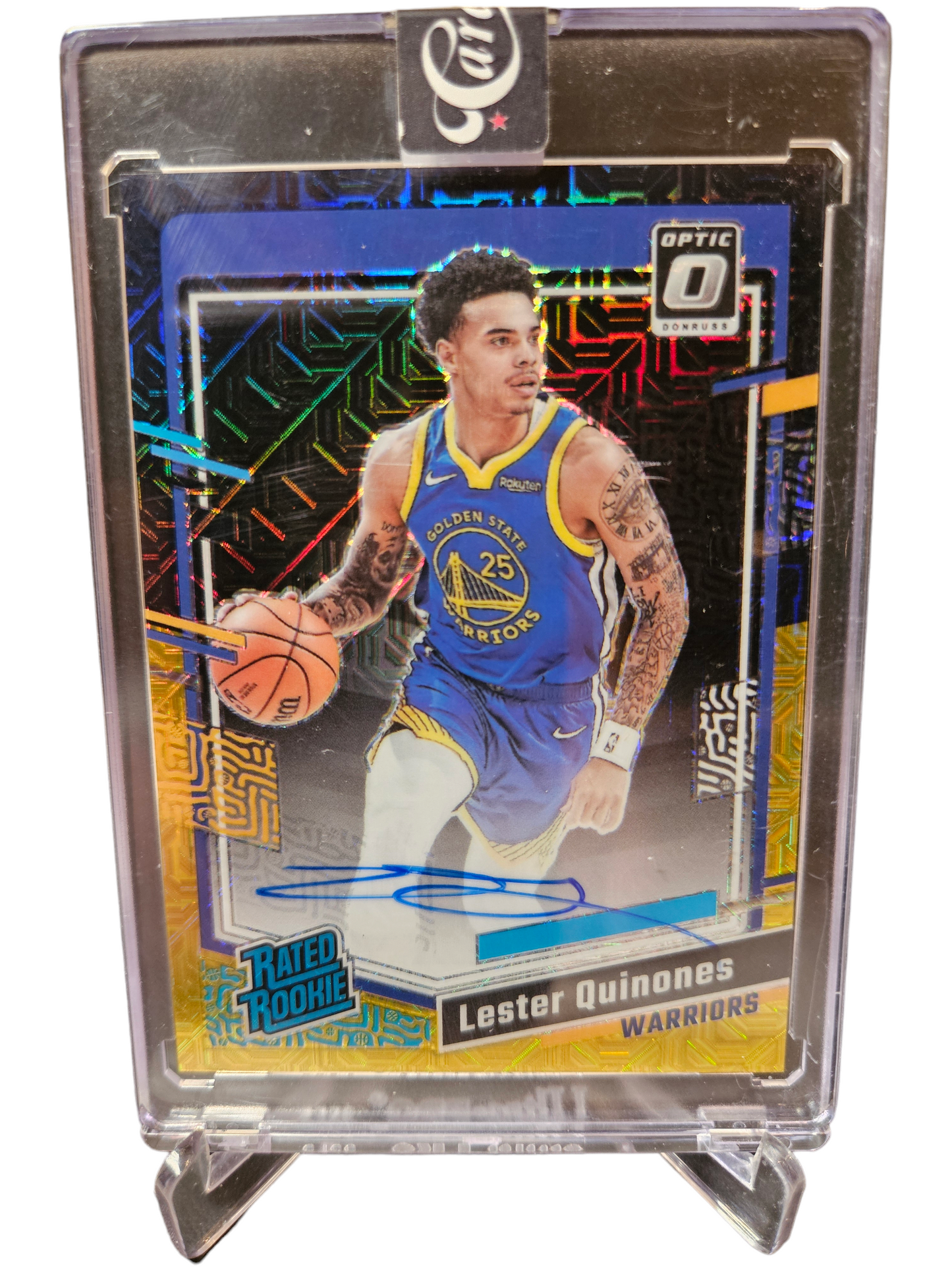 2023-24 Panini Donruss Optic Choice #266 Lester Quinones Rated Rookie On Card Autograph Black Gold Choice 4/8