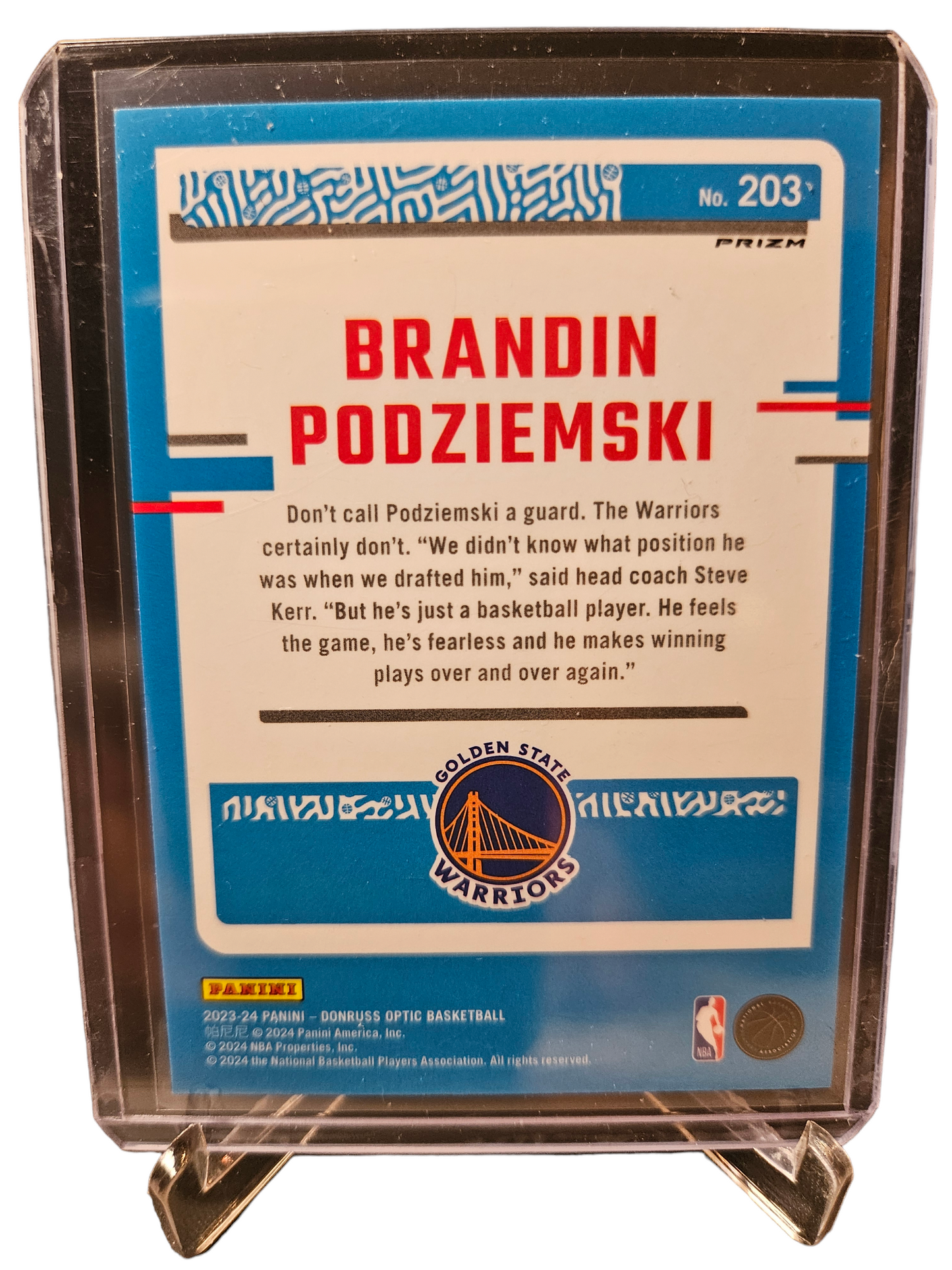 2023-24 Panini Donruss Optic Choice #203 Brandin Podziemski Rookie Card Rated Rookie Choice