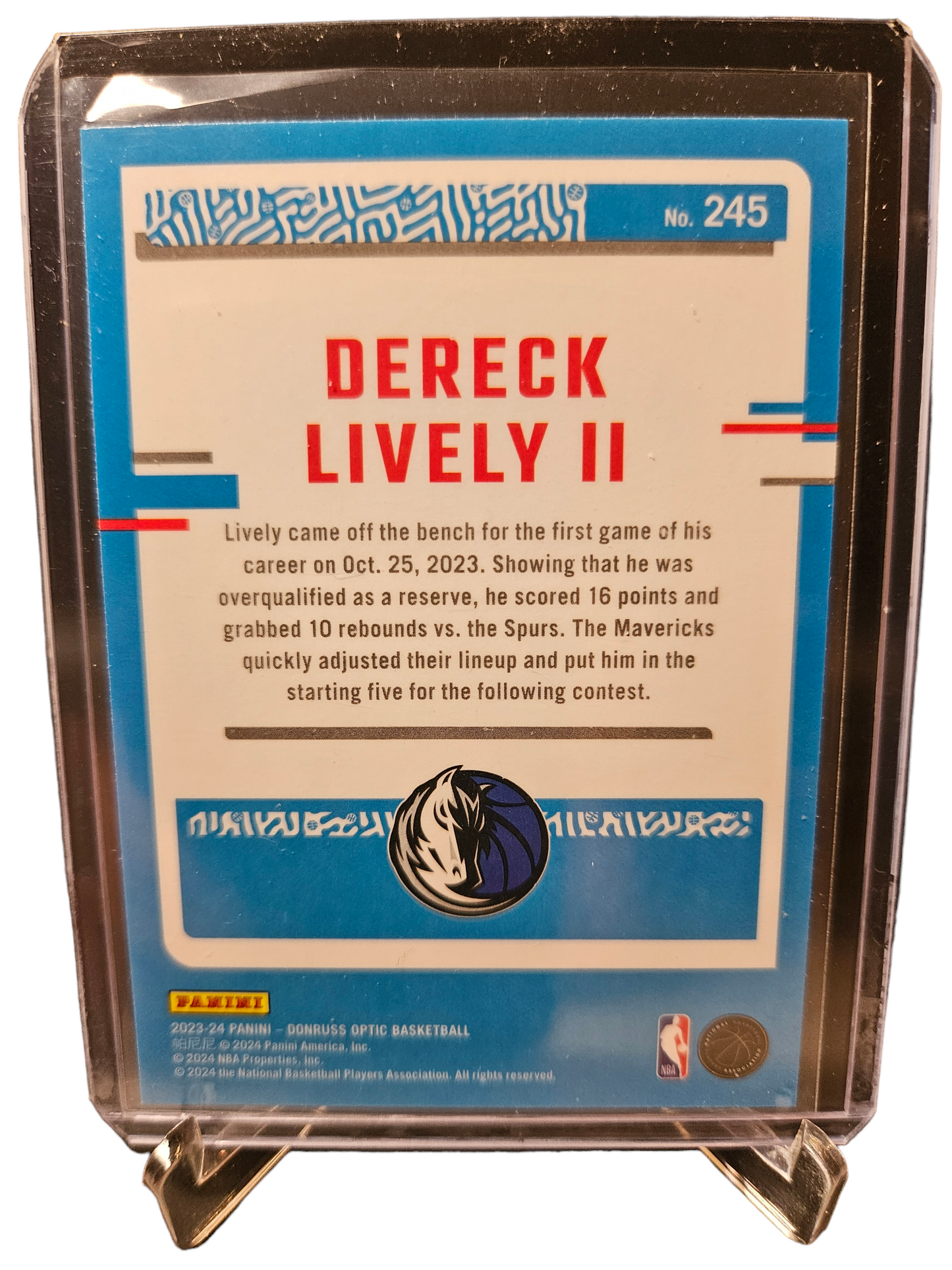 2023-24 Panini Donruss Optic #245 Dereck Lively II Rookie Card Rated Rookie