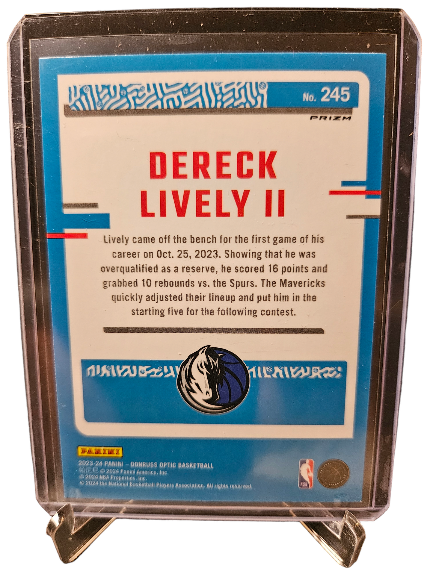 2023-24 Panini Donruss Optic Choice #245 Dereck Lively II Rookie Card Rated Rookie Choice