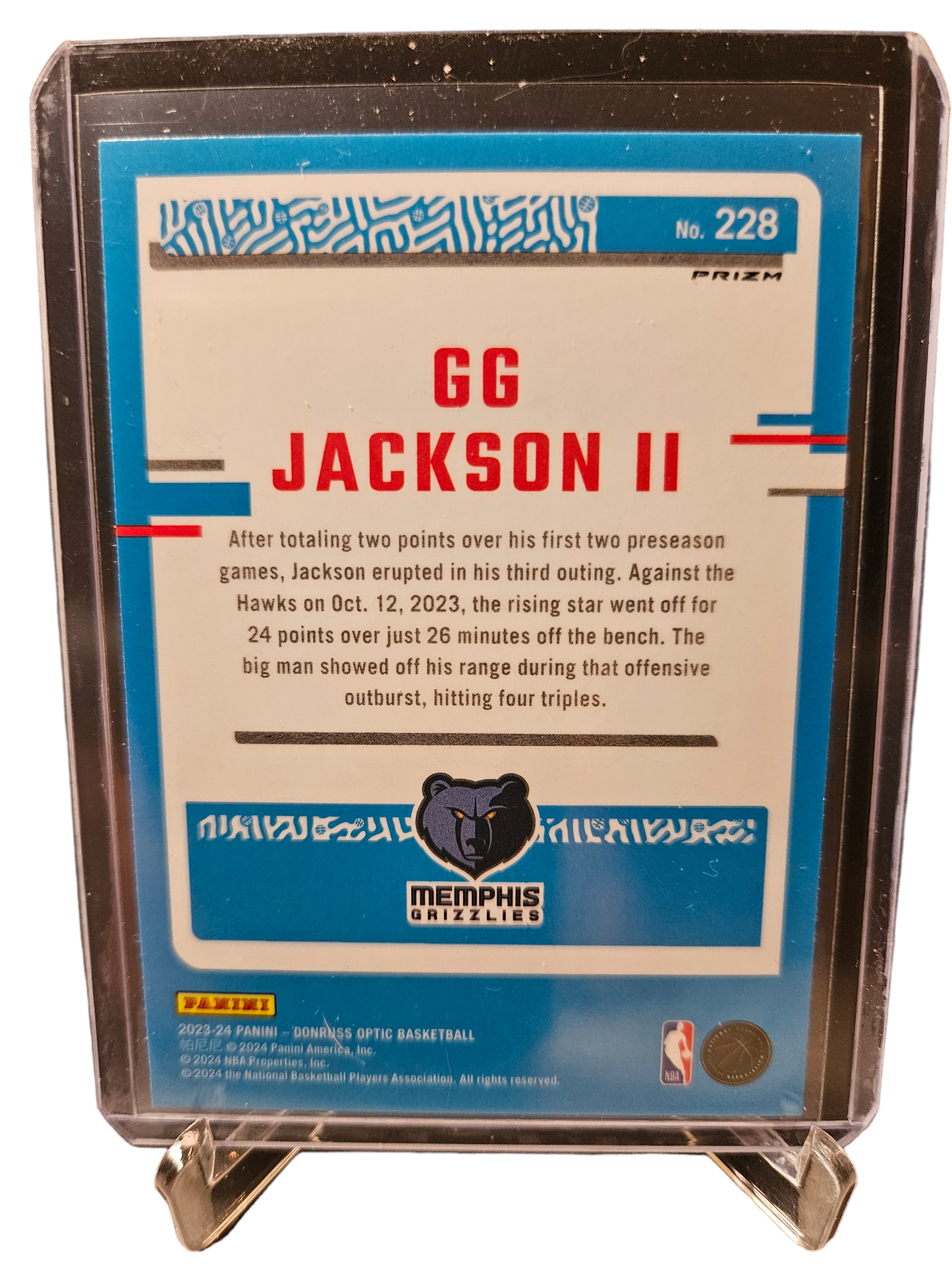 2023-24 Panini Donruss Optic #228 GG Jackson II Rated Rookie Silver Holo Prizm