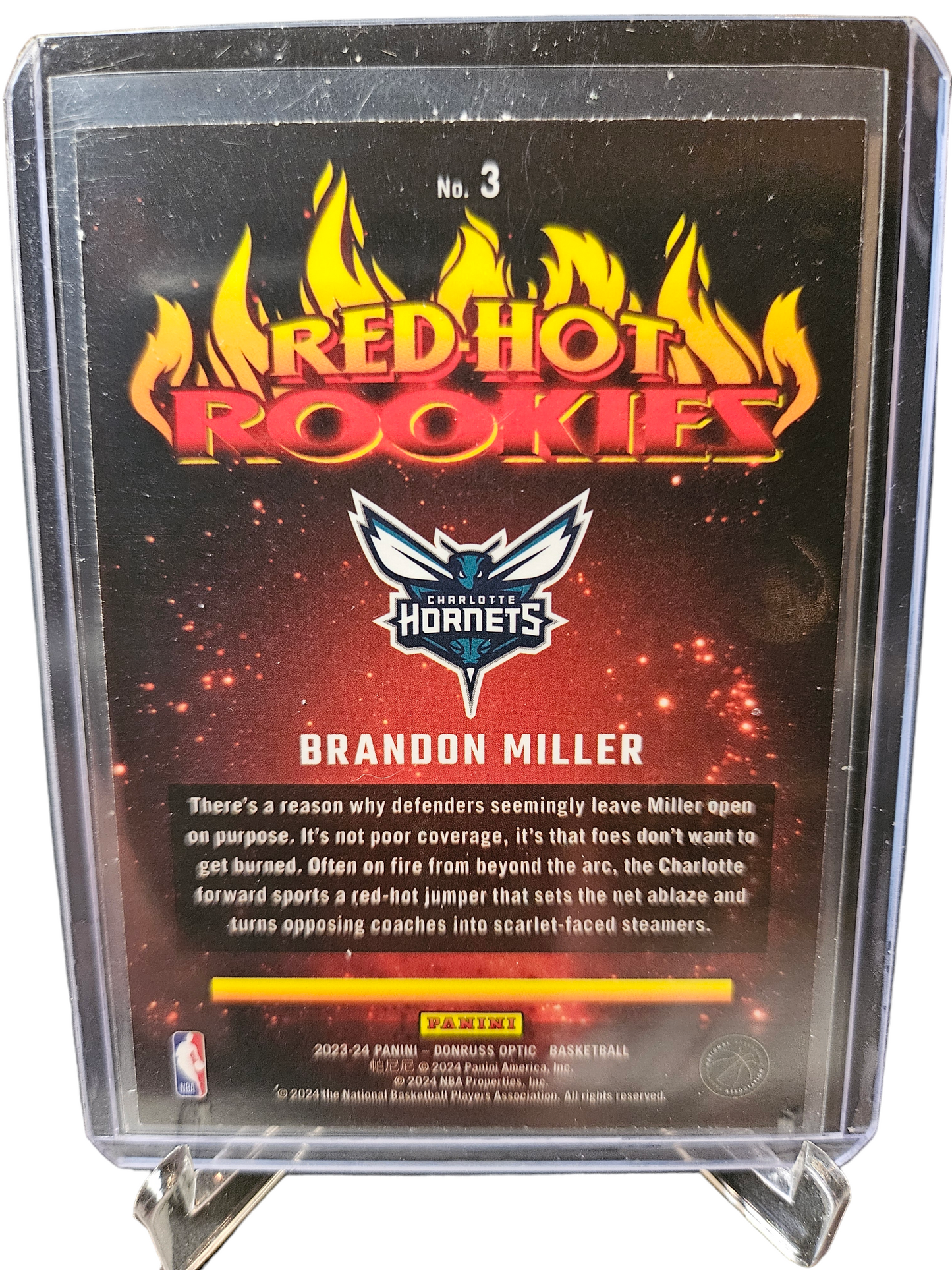 2023-24 Panini Donruss Optic #3 Brandon Miller Rookie Card Red Hot Rookies