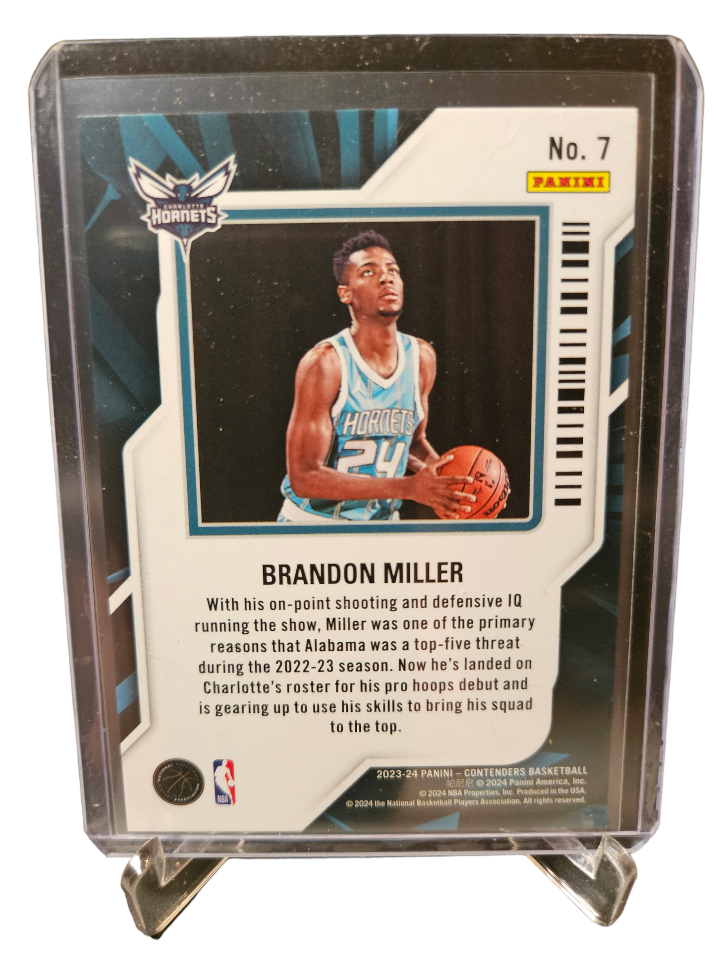 2023-24 Panini Contenders #7 Brandon Miller Rookie Card Rookie Of The Year