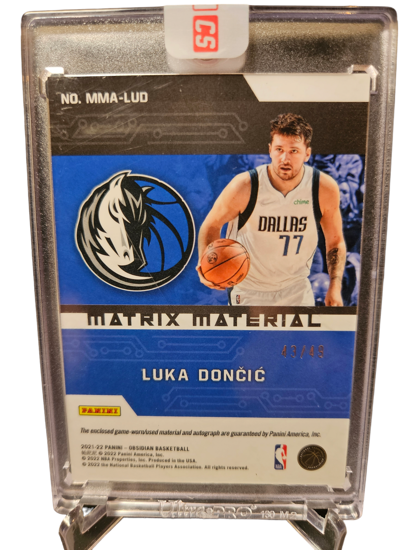 2021-22 Panini Obsidian #MMA-LUD Luka Doncic Matrix Material Game Worn Path On Card Autograph 43/49