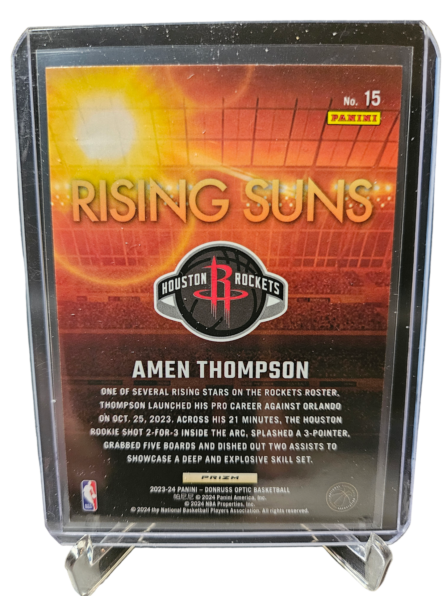 2023-24 Donruss Optic #15 Amen Thompson Rookie Card Rising Suns Holo