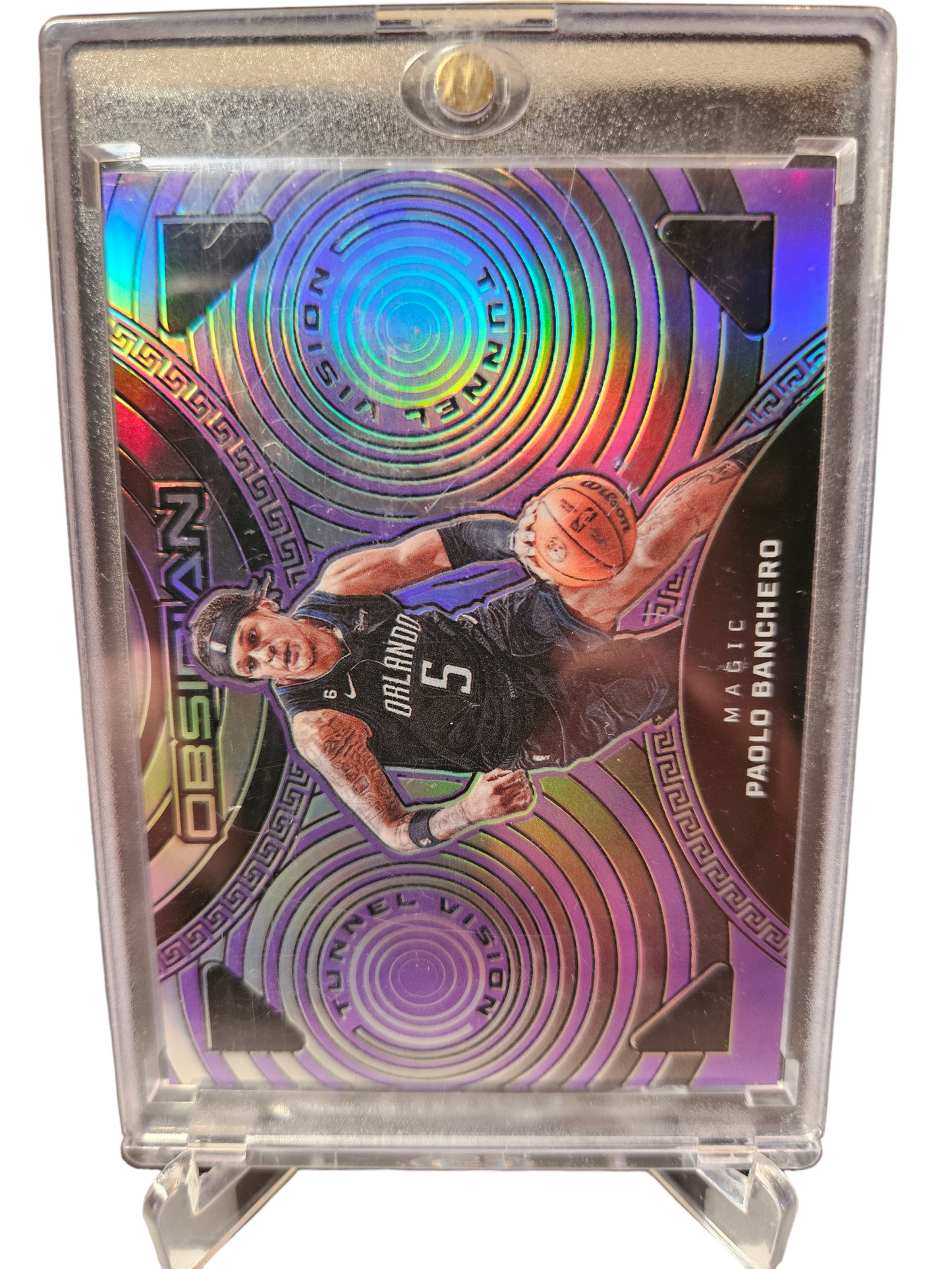 2022-23 Panini Obsidian #19 Paolo Banchero Rookie Card Tunnel Vision Purple 28/49