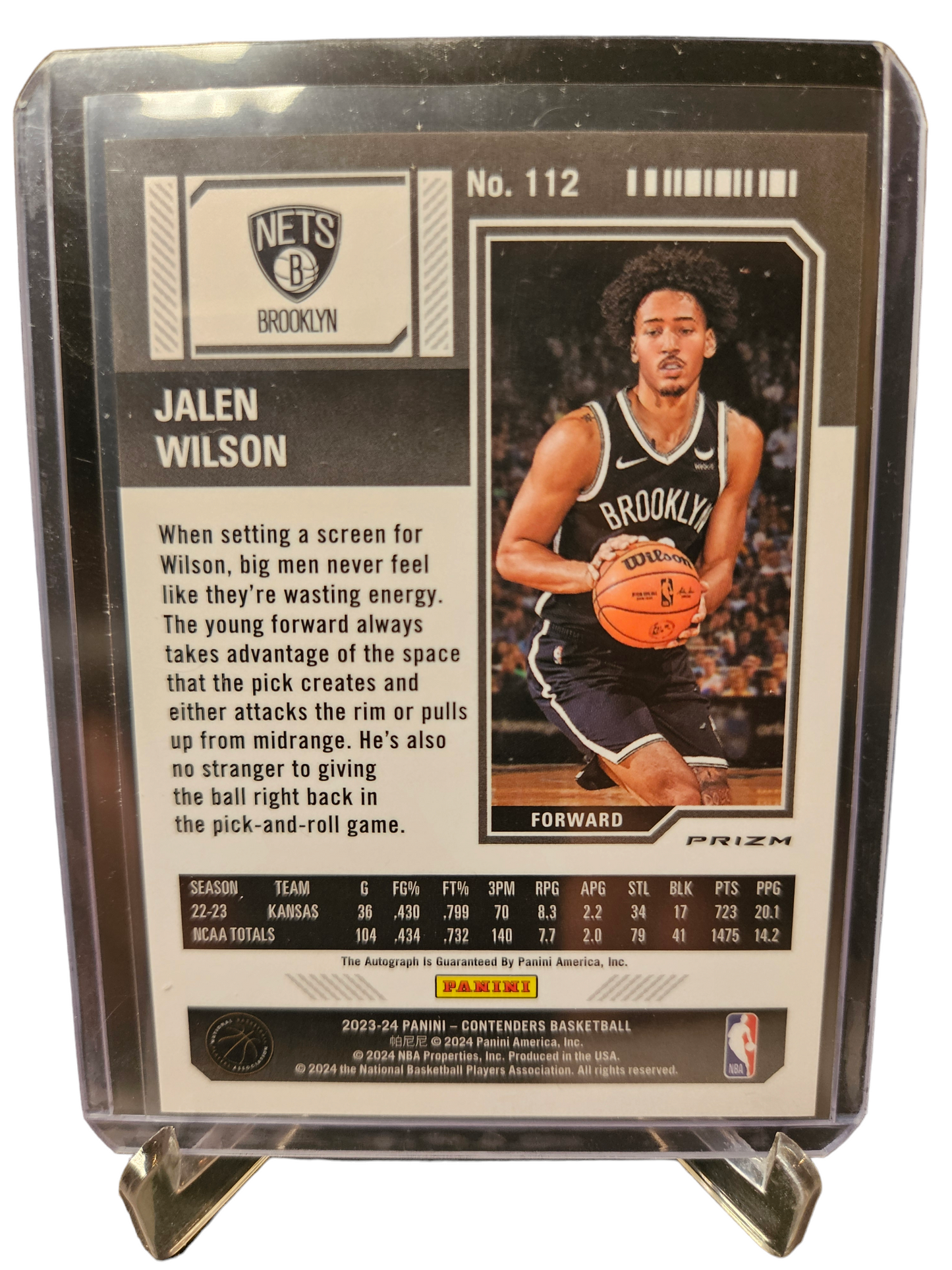 2023-24 Panini Contenders #112 Jalen Wilson Rookie Card Season Ticket On Card Autograph Silver Holo Prizm