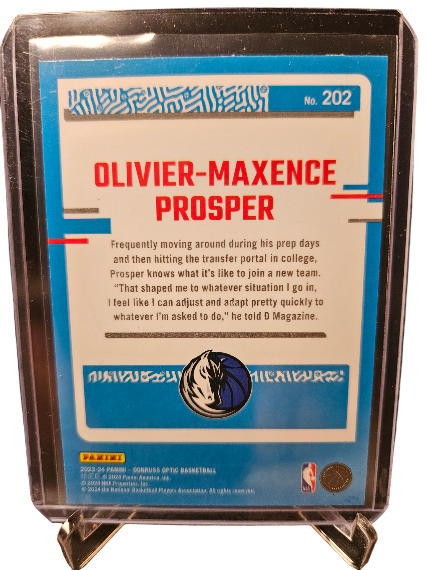 2023-24 Panini Donruss Optic #202 Oliver-Maxence Prosper Rookie Card