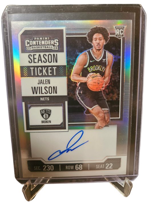 2023-24 Panini Contenders #112 Jalen Wilson Rookie Card Season Ticket On Card Autograph Silver Holo Prizm