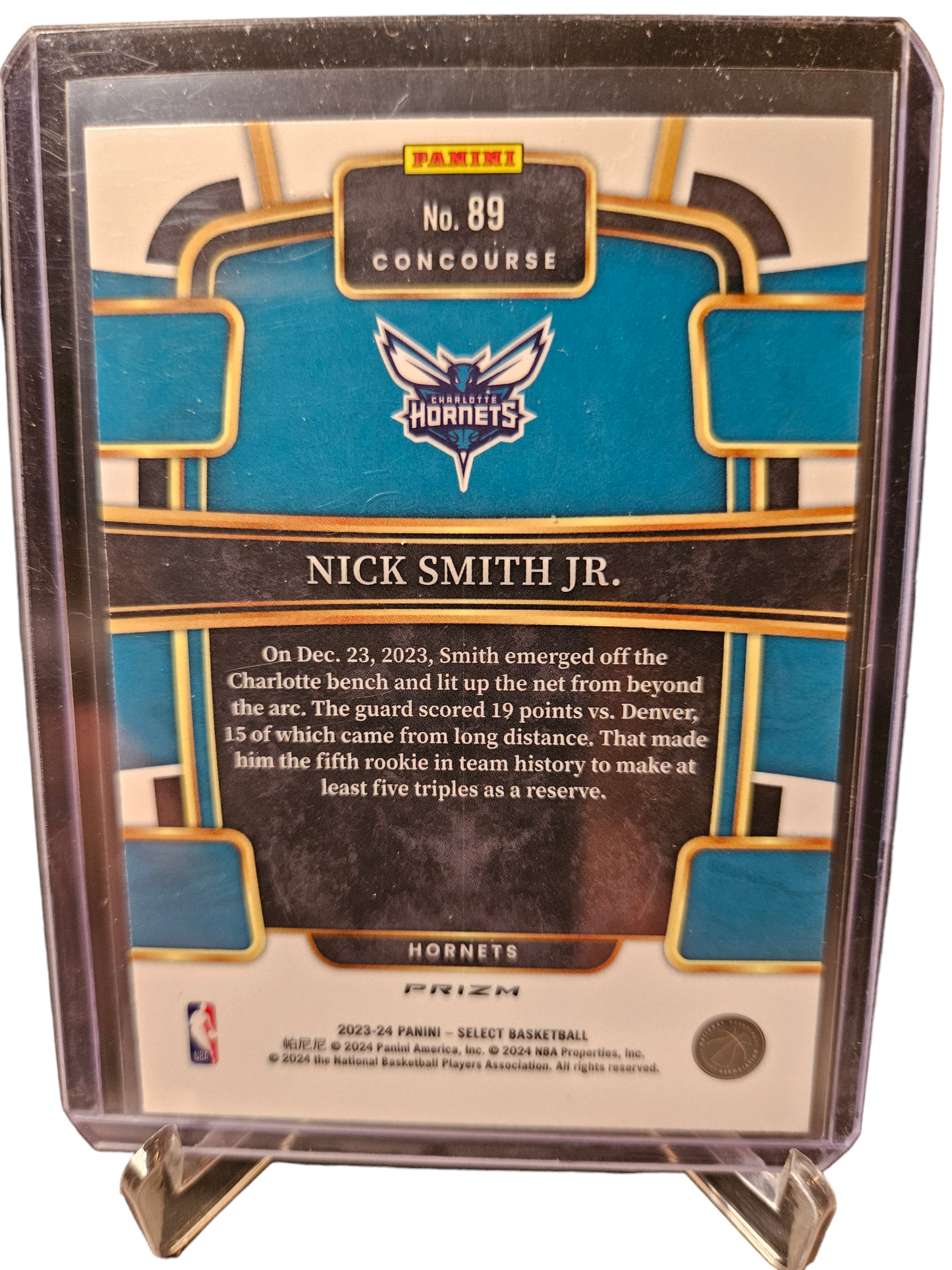 2023-24 Panini Select #89 Nick Smith JR Rookie Card Tri Color Prizm