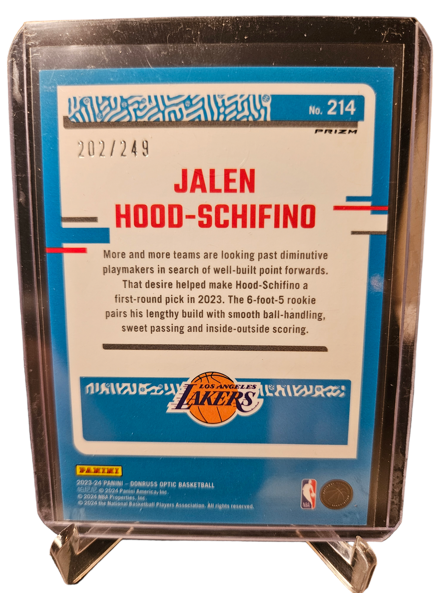 2023-24 Panini Donruss Optic #214 Jalen Hood-Schifino Rookie Card Teal Blue 202/249