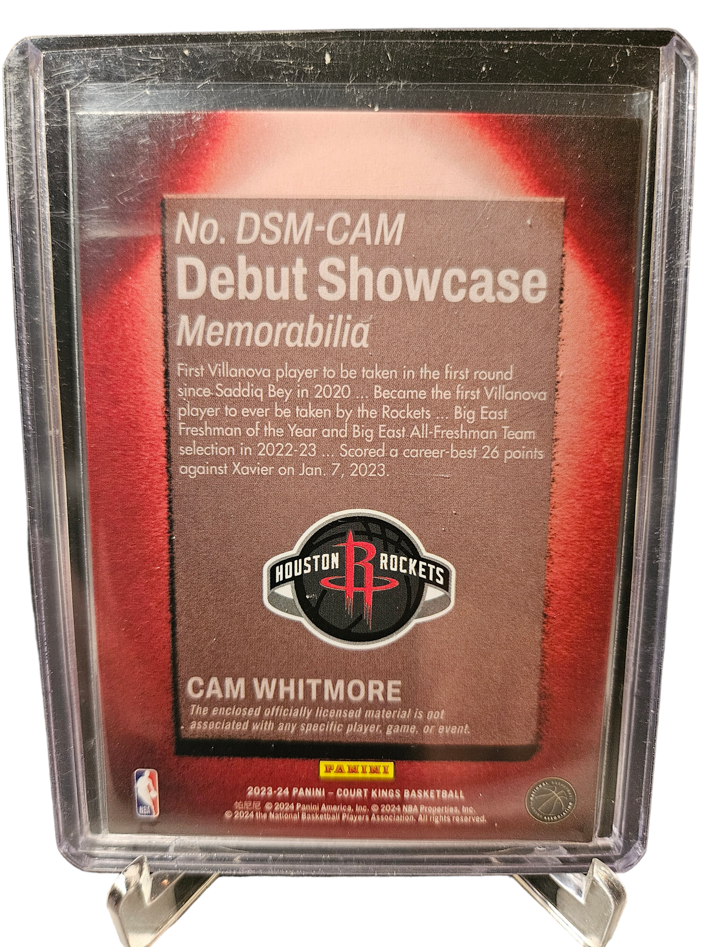 2023-24 Panini Court Kings #DSM-CAM Cam Whitmore Rookie Card Debut Showcase Patch