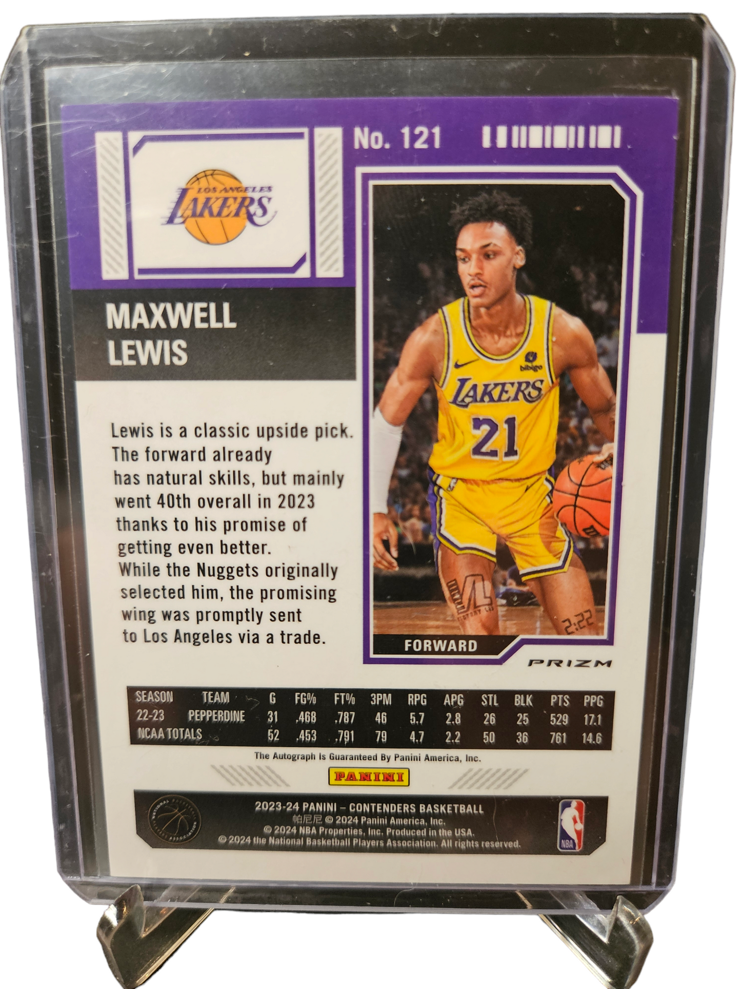 2023-24 Contenders #121 Maxwell Lewis Rookie Card Season Ticket On Card Autograph Silver Holo Prizm