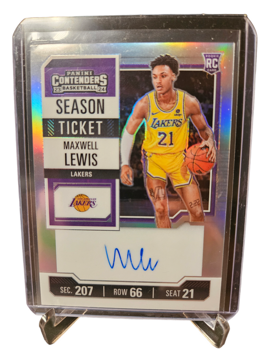 2023-24 Contenders #121 Maxwell Lewis Rookie Card Season Ticket On Card Autograph Silver Holo Prizm