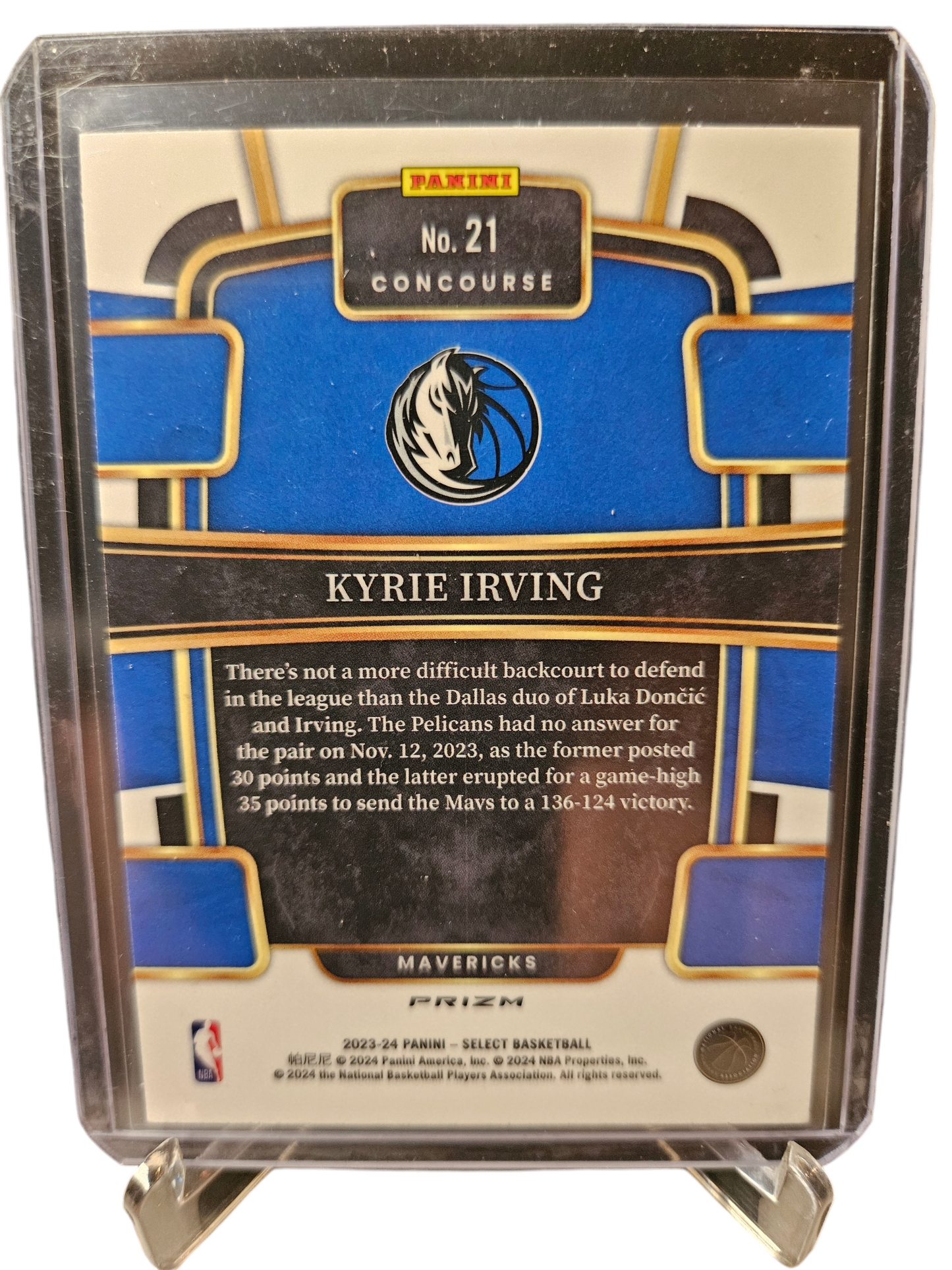 2023-24 Panini Select #21 Kyrie Irving Elite Concourse Tri Color Prizm