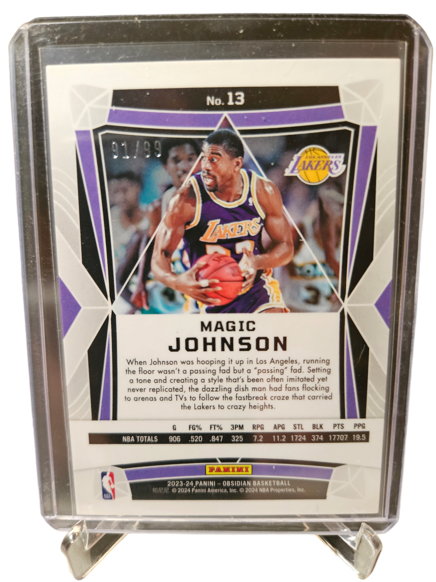 2023-24 Panini Obsidian #13 Magic Johnson Orange Flood 91/99