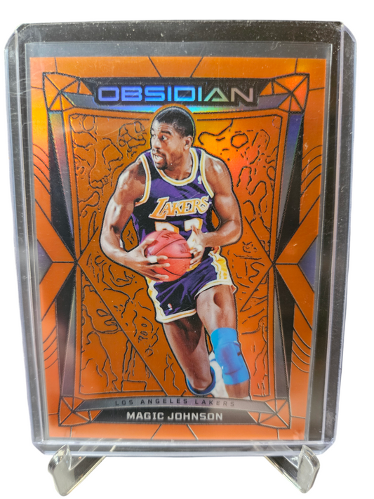 2023-24 Panini Obsidian #13 Magic Johnson Orange Flood 91/99