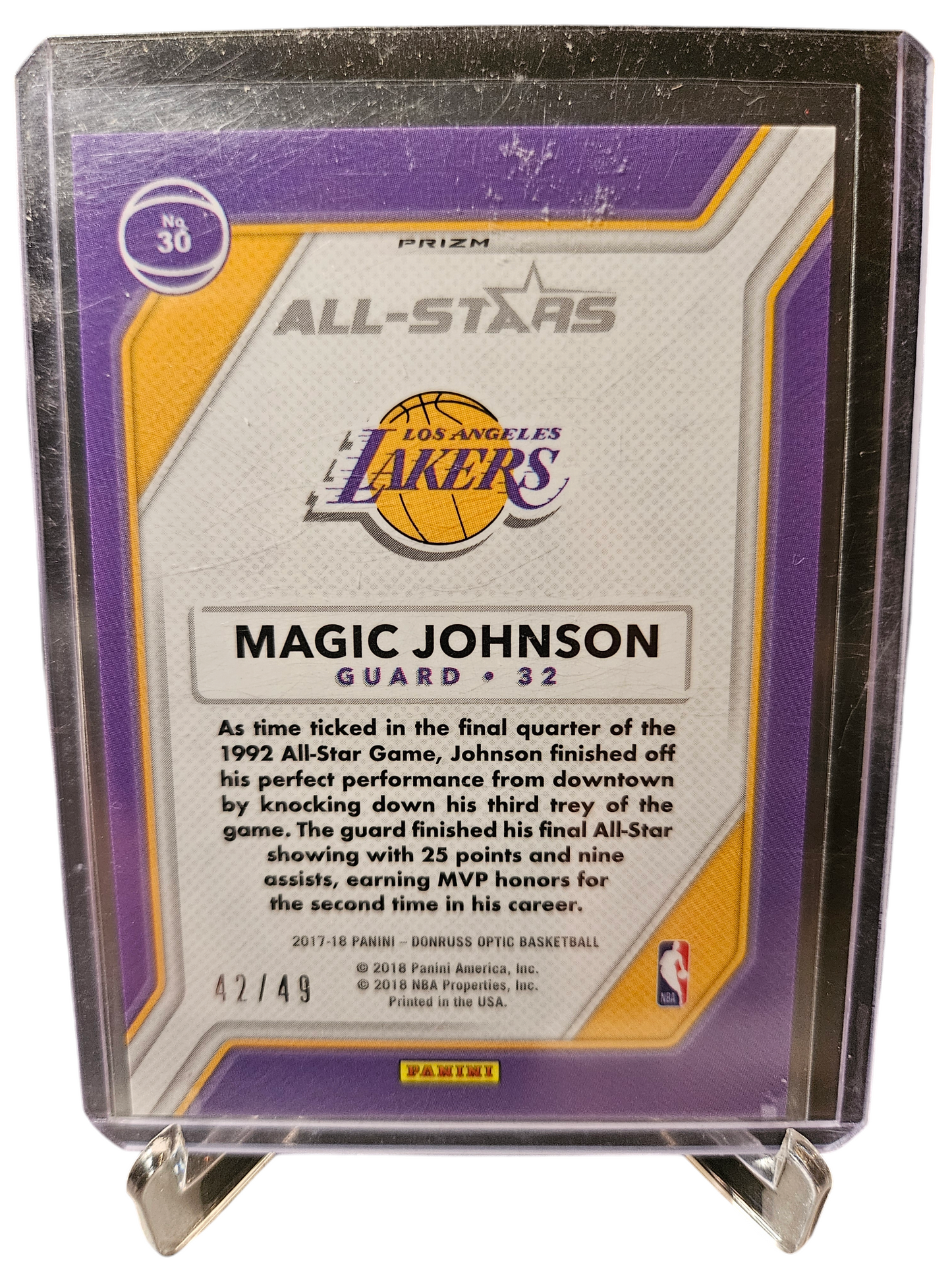 2023-24 Panini Donruss Optic #30 Magic Johnson All-Stars Blue Holo Prizm 42/49