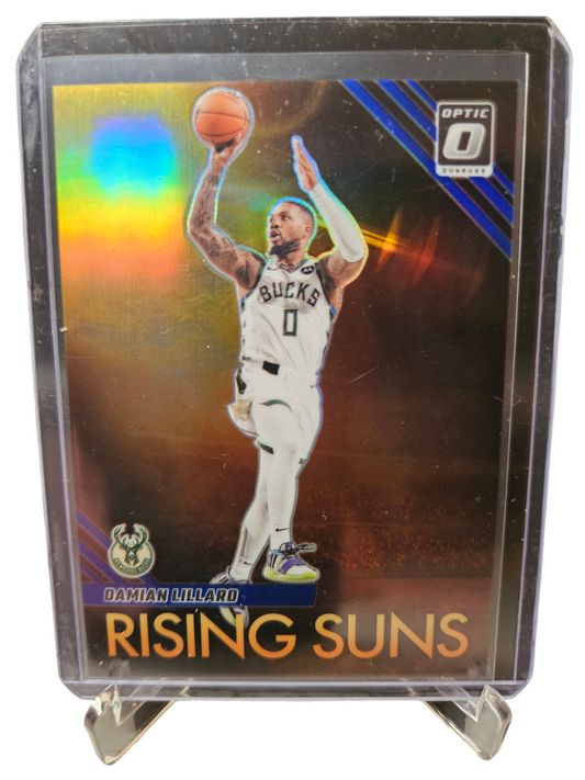 2023-24 Panini Donruss Optic #7 Damian Lillard Rising Suns Holo Prizm 23/49