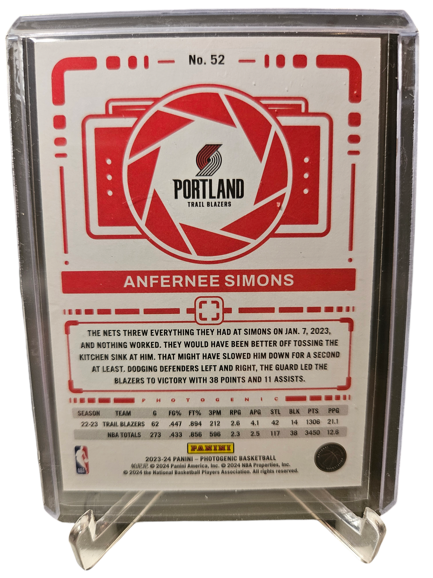 2023-24 Panini Photogenic #52 Anfernee Simons