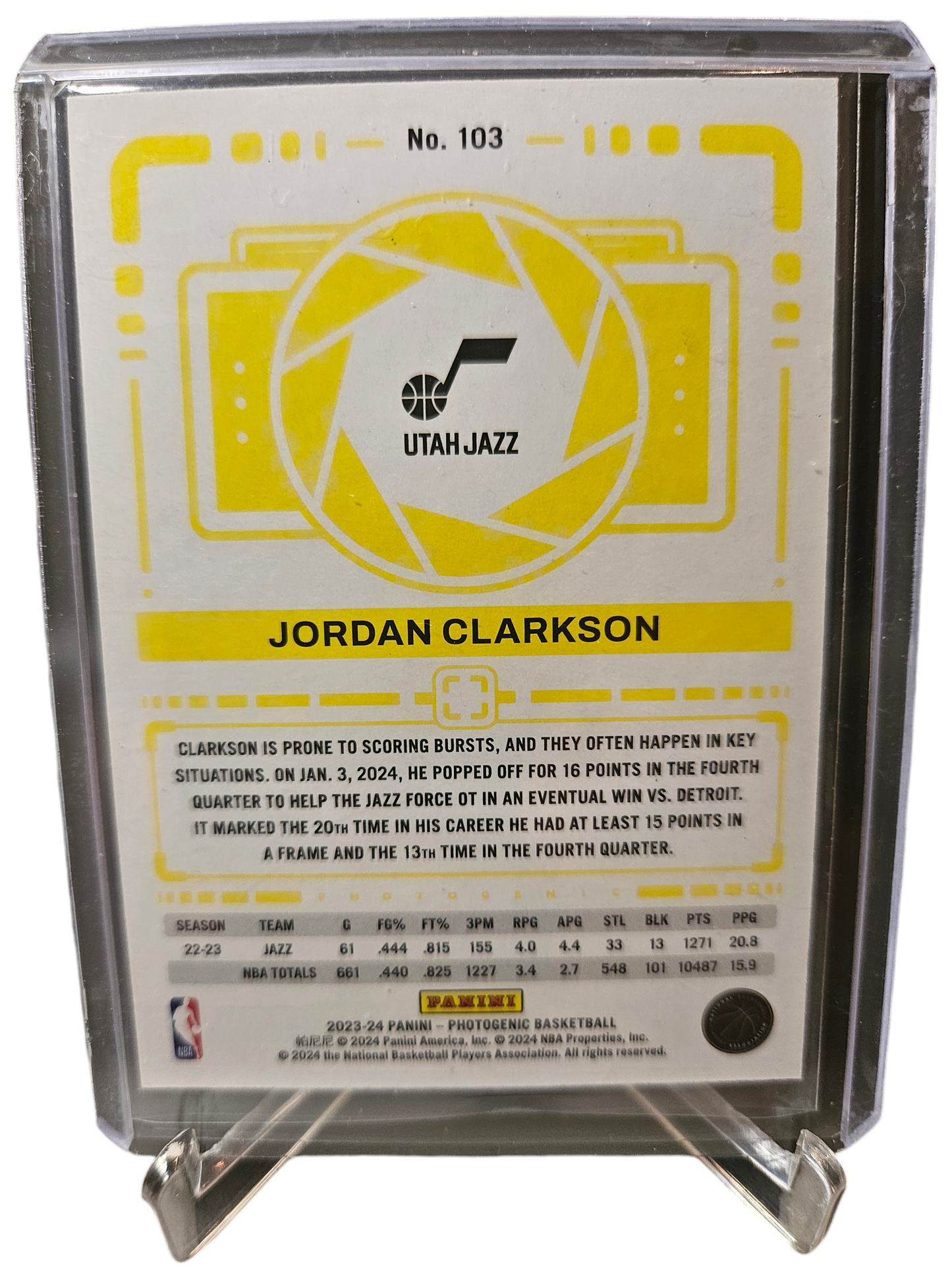 2023-24 Panini Photogenic #103 Jordan Clarkson